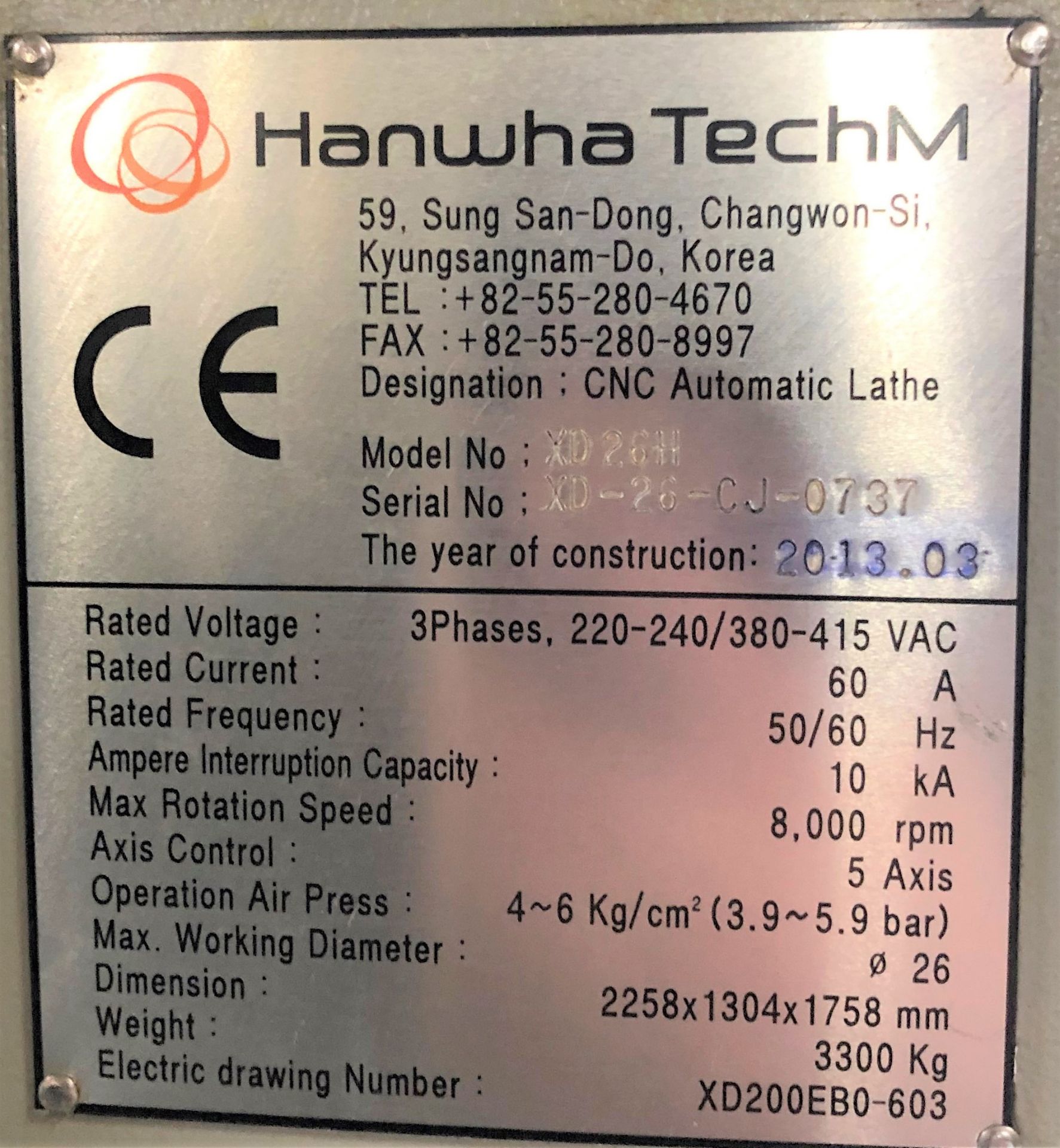 Hanwha 26mm XD26H 7-Axis CNC Swiss Lathe S/N XD-26-CJ-0737 (2013) Fanuc Hanwha-I Series CNC Control - Image 14 of 37