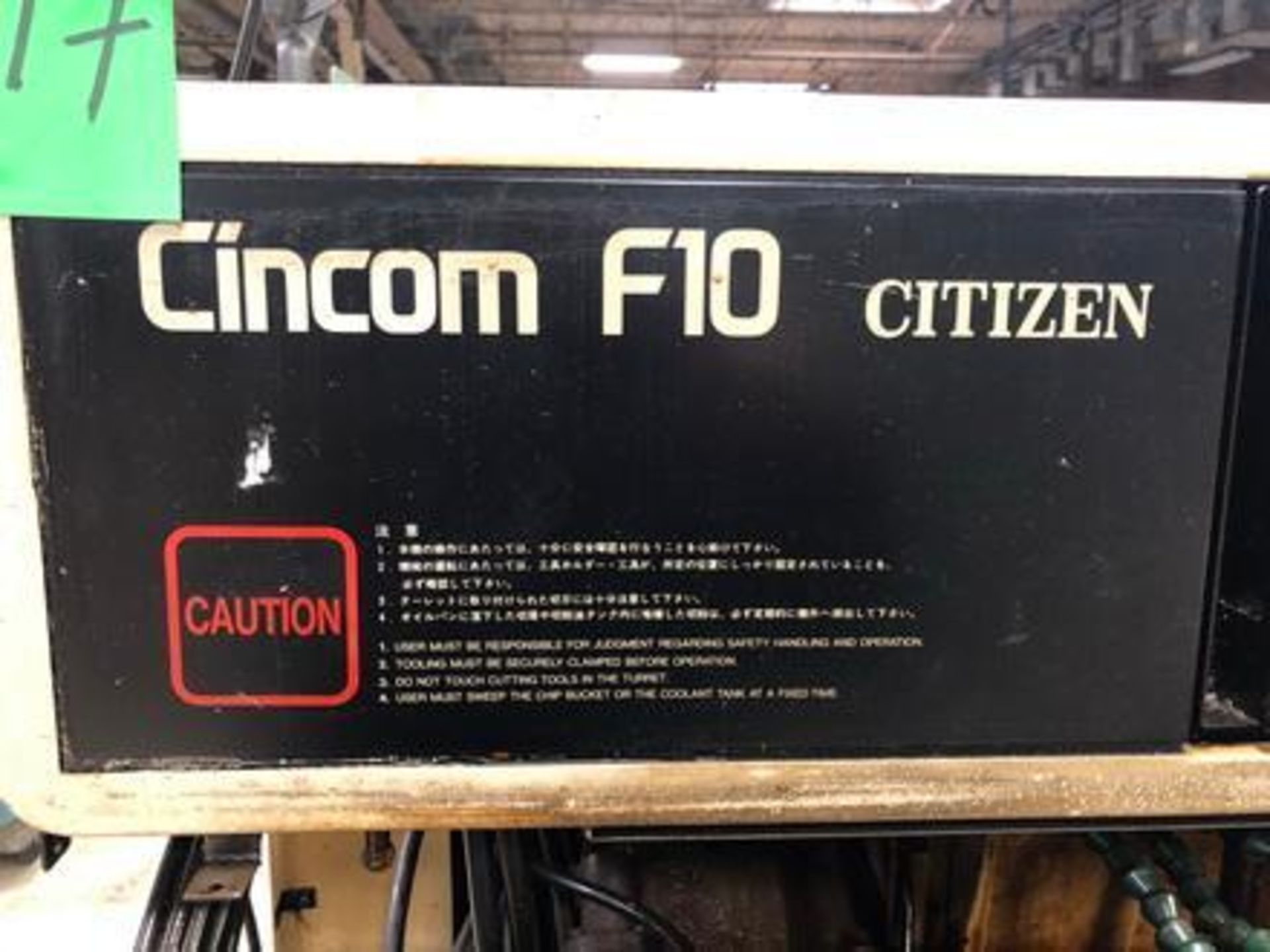 Citizen Cincom Model: F10 Swiss Type CNC Lathe S/N R-267 Year (1984) - Image 12 of 12