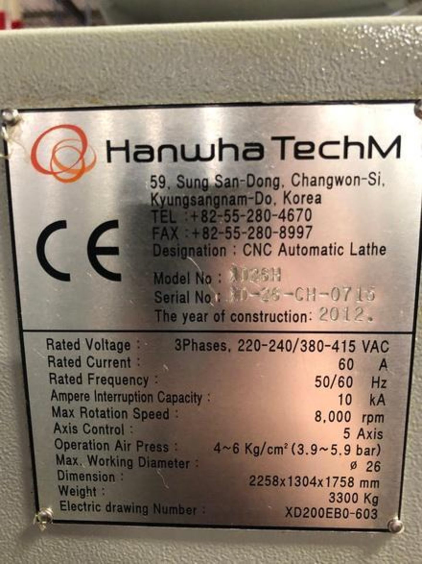 Hanwha 26mm XD26H 7-Axis CNC Swiss Lathe S/N XD-26-CH-0715 (2012) Fanuc Hanwha-I Series CNC Control - Image 16 of 19