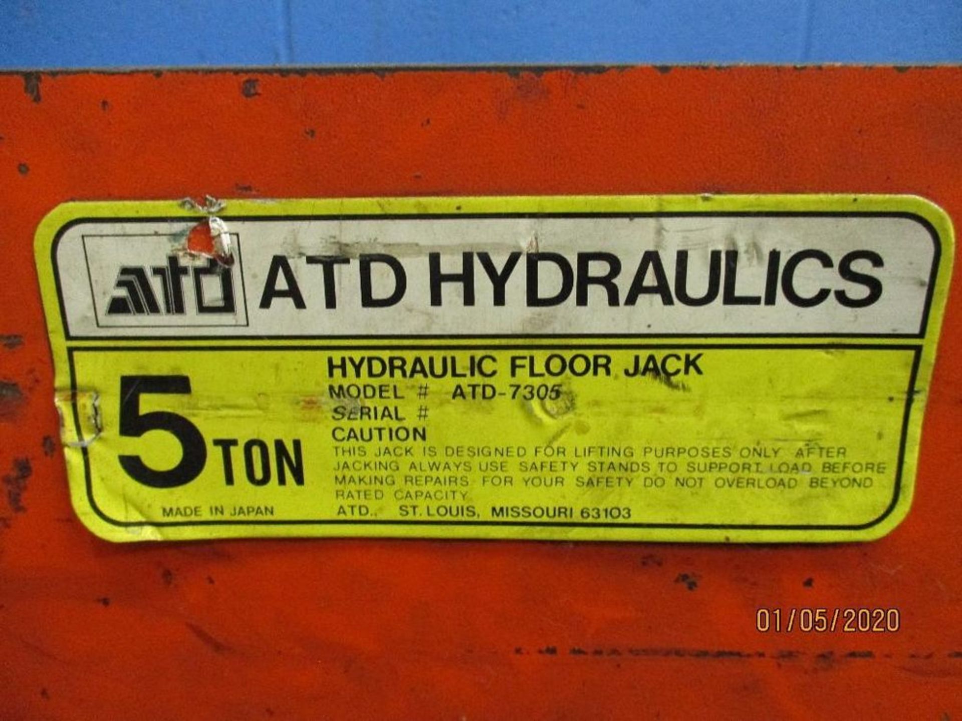 ATD 5-Ton Hydrulic Floor Jack - Image 2 of 2