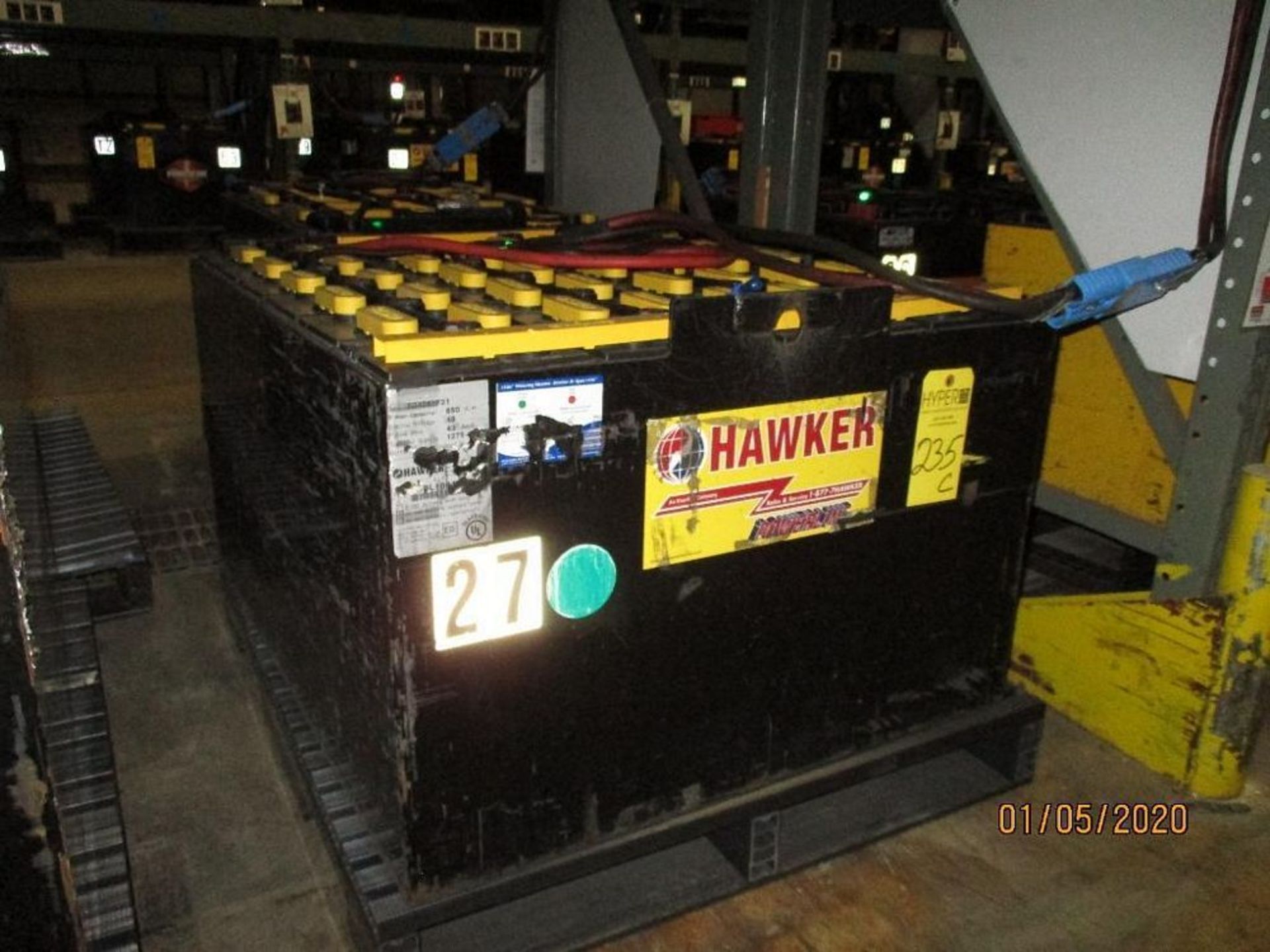 Hawker Forklift Battery (27) 850 Amp Hours, 48v, Type No. 024085F21