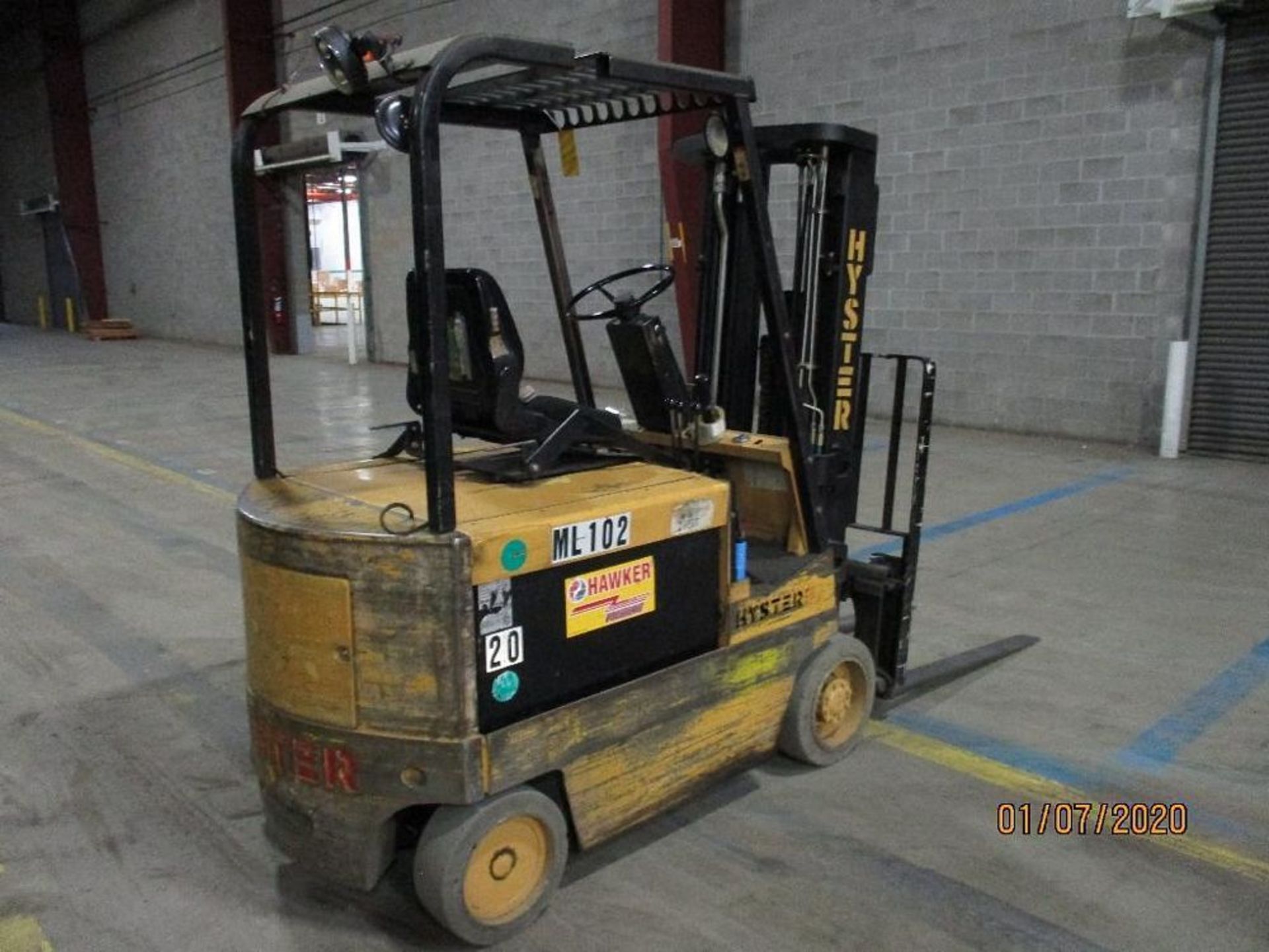 Hyster Electric Forklift (ML102) Double Mast, Side Shift, 48" Forks, Approx. Height Reach 187", 5,35 - Image 3 of 7