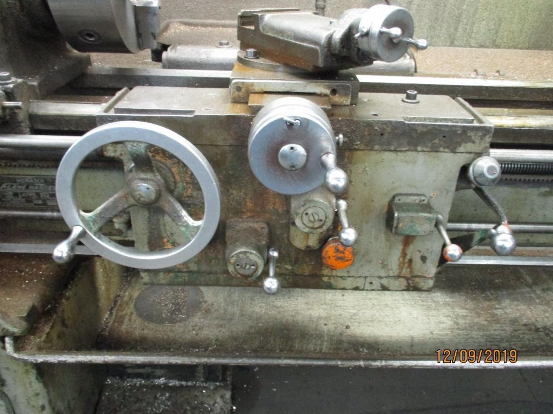 Monarch Lathe, 16" Swing, 54" Between Centers, 1 3/4" Hole Thru Center, 12" Dia. 3 Jaw Chuck, S/N 33 - Image 5 of 8