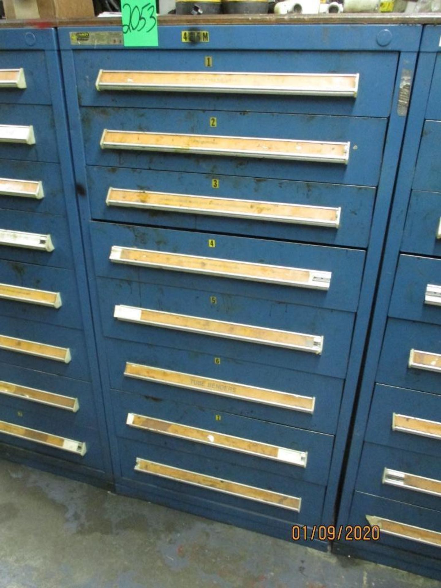 Eight Drawer Vidmar Cabinet Plus Contents Of Allen Wrenches, C-Clamps, Tube Benders, Pullers Etc.