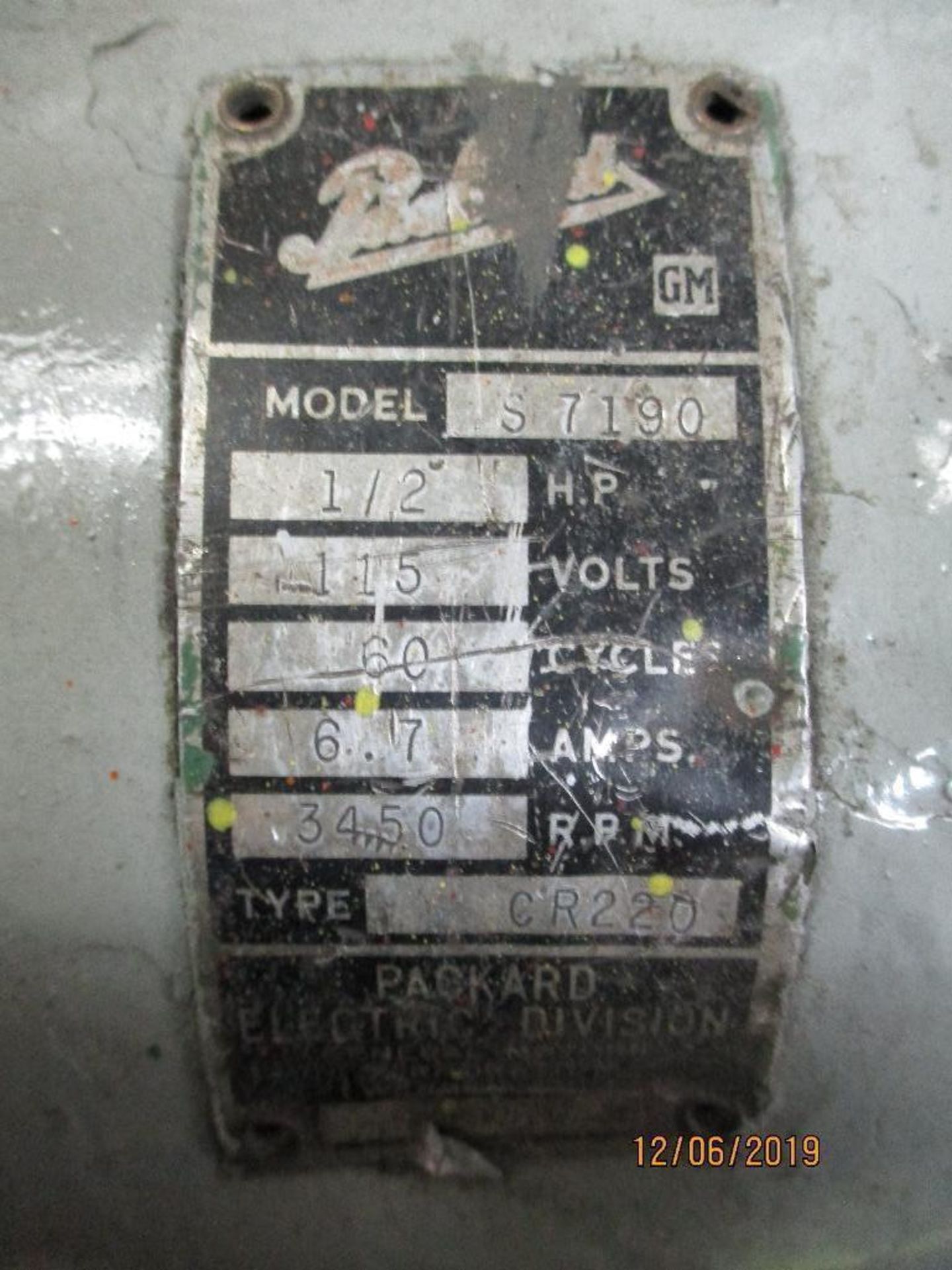 Packard Pedestal Grinder, 6" Disc, 1/2hp M/N S-7190 - Image 3 of 3