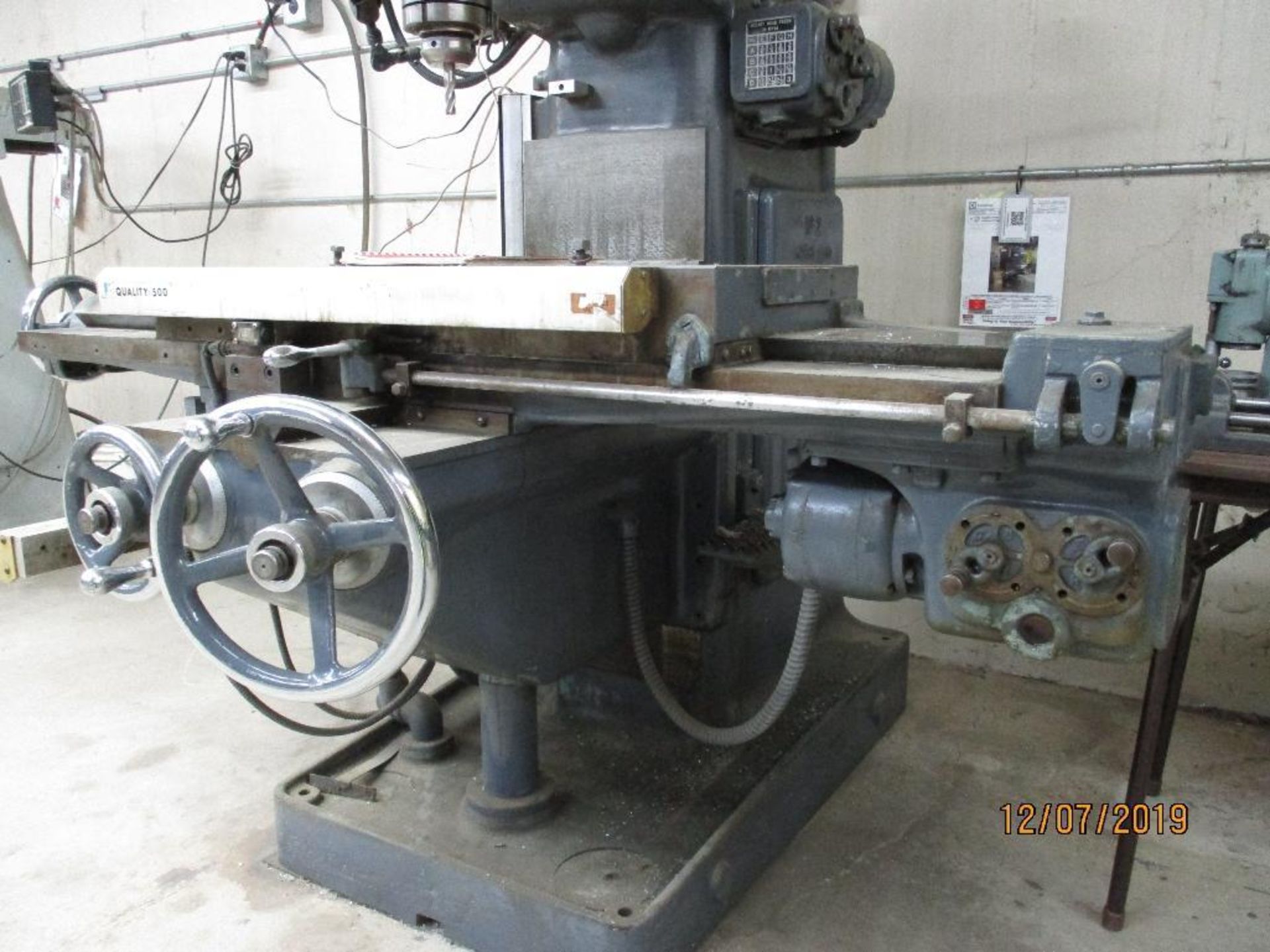 Kearney And Trecker Rotary Head Milling Machine, X,Y,Z Axis Controls, 3' x 16" T-Slot Power Feed Bed - Image 4 of 8