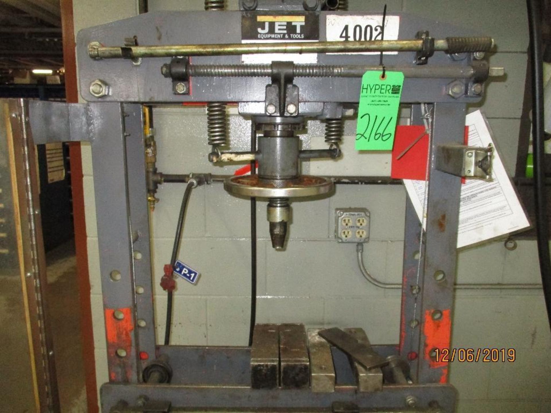 Jet15 Ton H-Frame Hydrulic Press, 25" x 30" M/N HP-15A S/N 331416 - Image 2 of 3