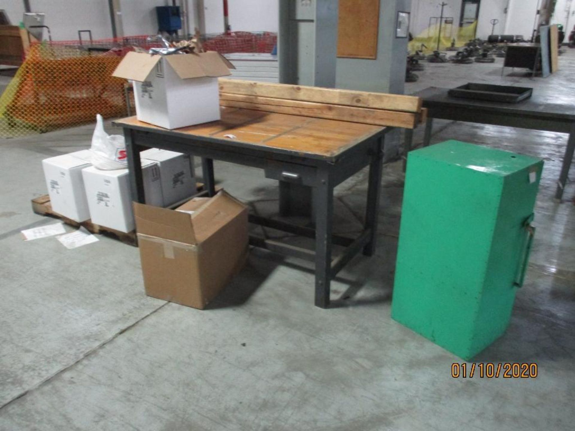 Wire Bin, Cart With Extension Cords, Table, Desk - Image 4 of 5