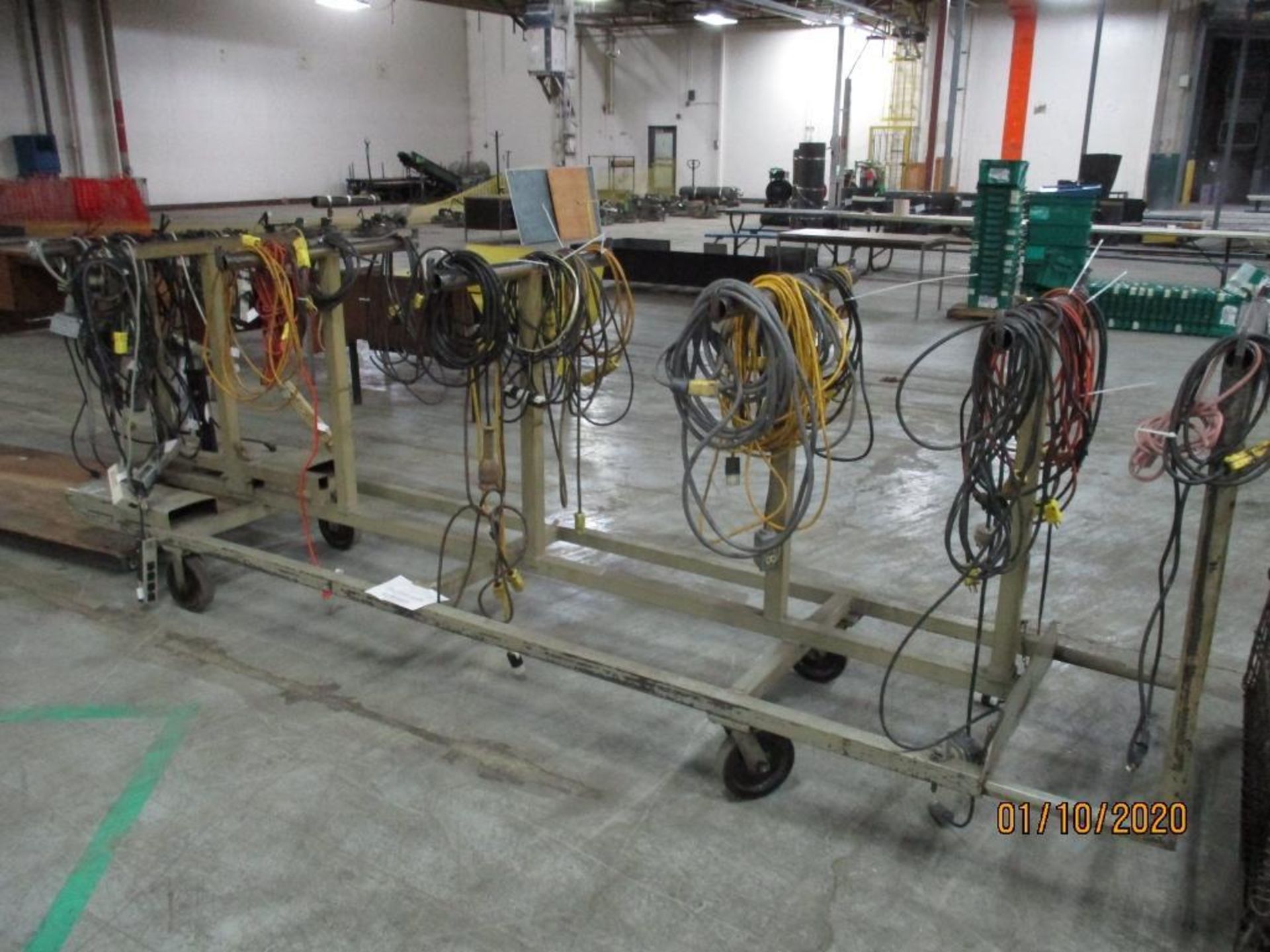 Wire Bin, Cart With Extension Cords, Table, Desk - Image 2 of 5