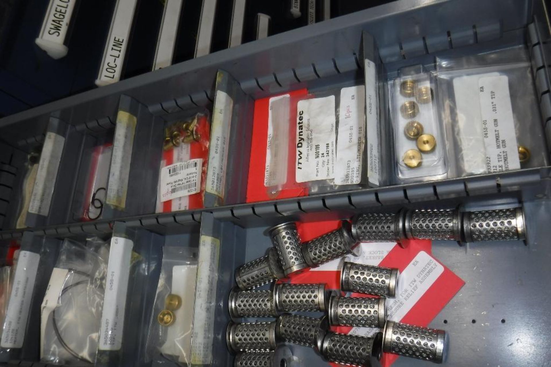 9-Drawer Vidmar Cabinet with Contents-LTI/Mercury Hot Melt System, Pipe Fittings, Mercoid, Etc., MUS - Image 12 of 12