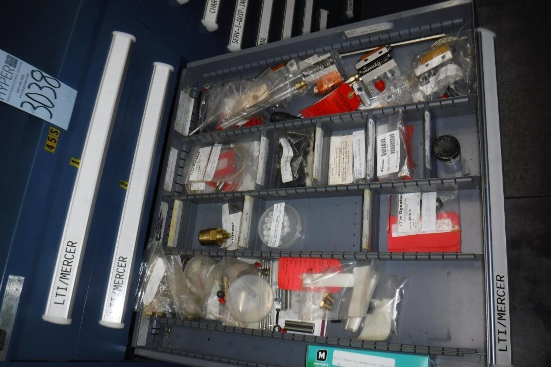 9-Drawer Vidmar Cabinet with Contents-LTI/Mercury Hot Melt System, Pipe Fittings, Mercoid, Etc., MUS - Image 8 of 12