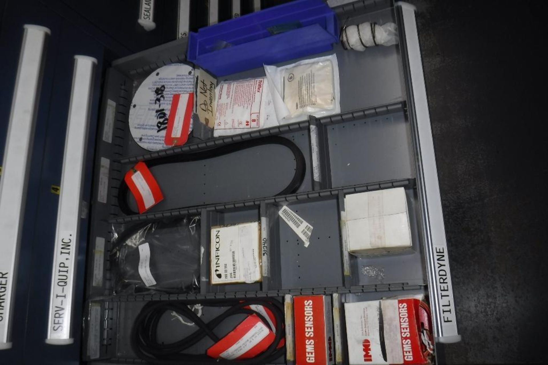 10-Drawer Vidmar Cabinet with Contents-Swage Locks, Loc-Line, Charger, Filterdyne, PCU Coupler, Vari - Image 7 of 15