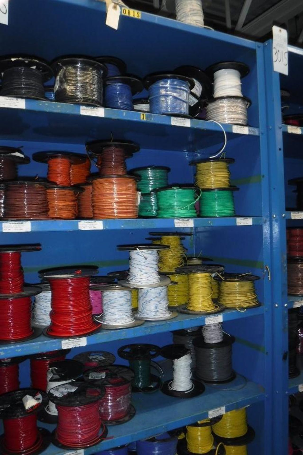 Contents of Rack 081S-Spools of Wire, MUST REMOVE BY 2/14/20-MUST BE REMOVED IN THE ENTIRITY