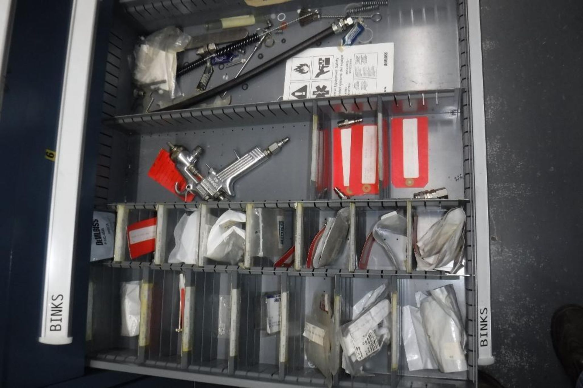 9-Drawer Vidmar Cabinet with Contents-Binks, Taylor Winfield, Sealant Equipment Parts, Vickers, Etc. - Image 4 of 13