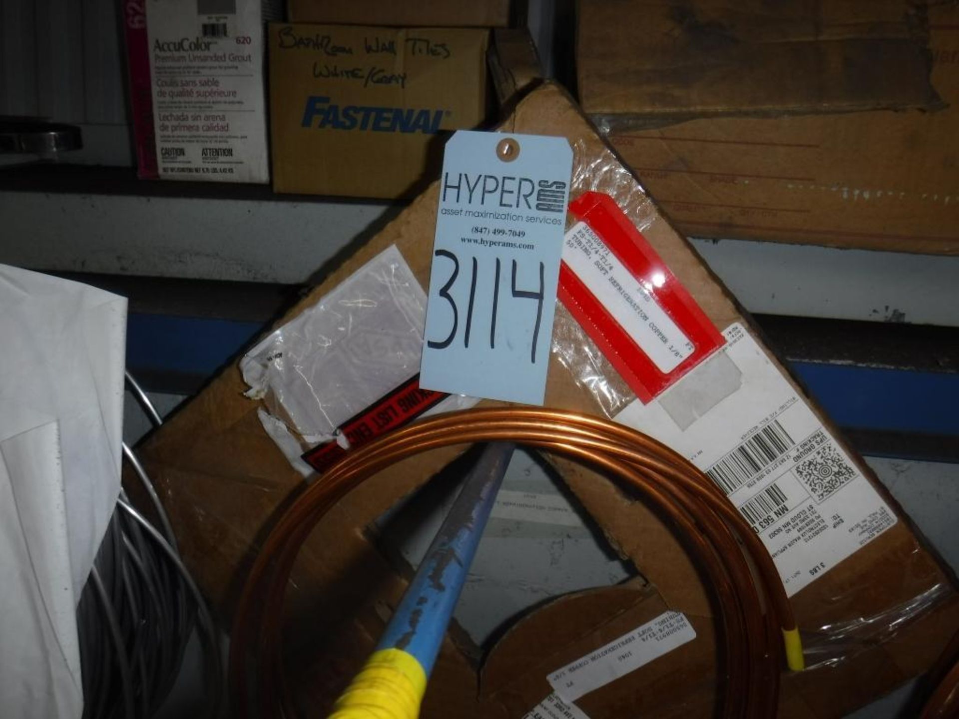 (2) Pegs of Copper Tubing, (1) Box of 1/2" Copper Tubing, (5) Pegs of Aluminum Tubing, LOCATED ON SE