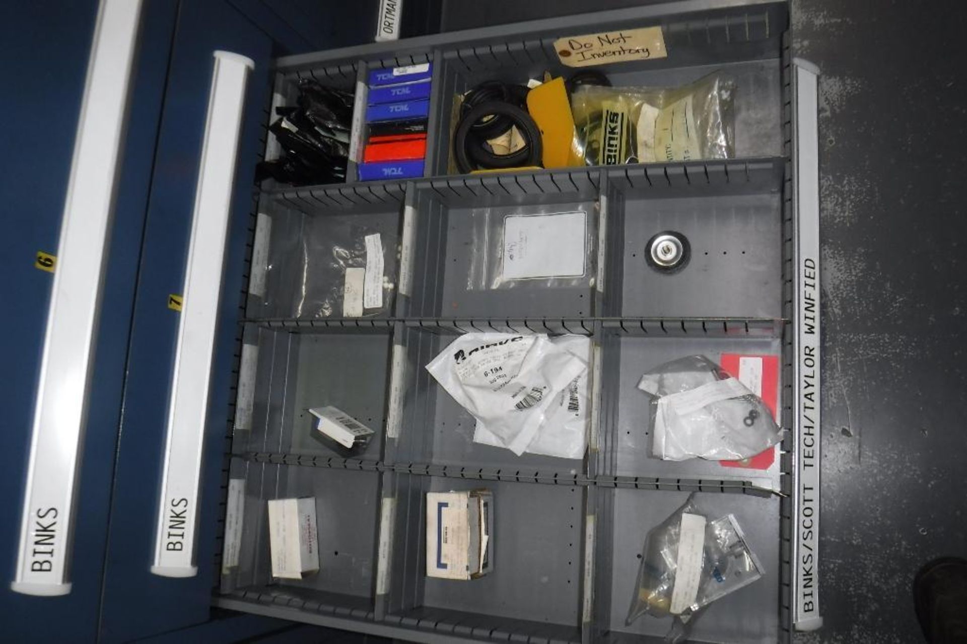 9-Drawer Vidmar Cabinet with Contents-Binks, Taylor Winfield, Sealant Equipment Parts, Vickers, Etc. - Image 3 of 13