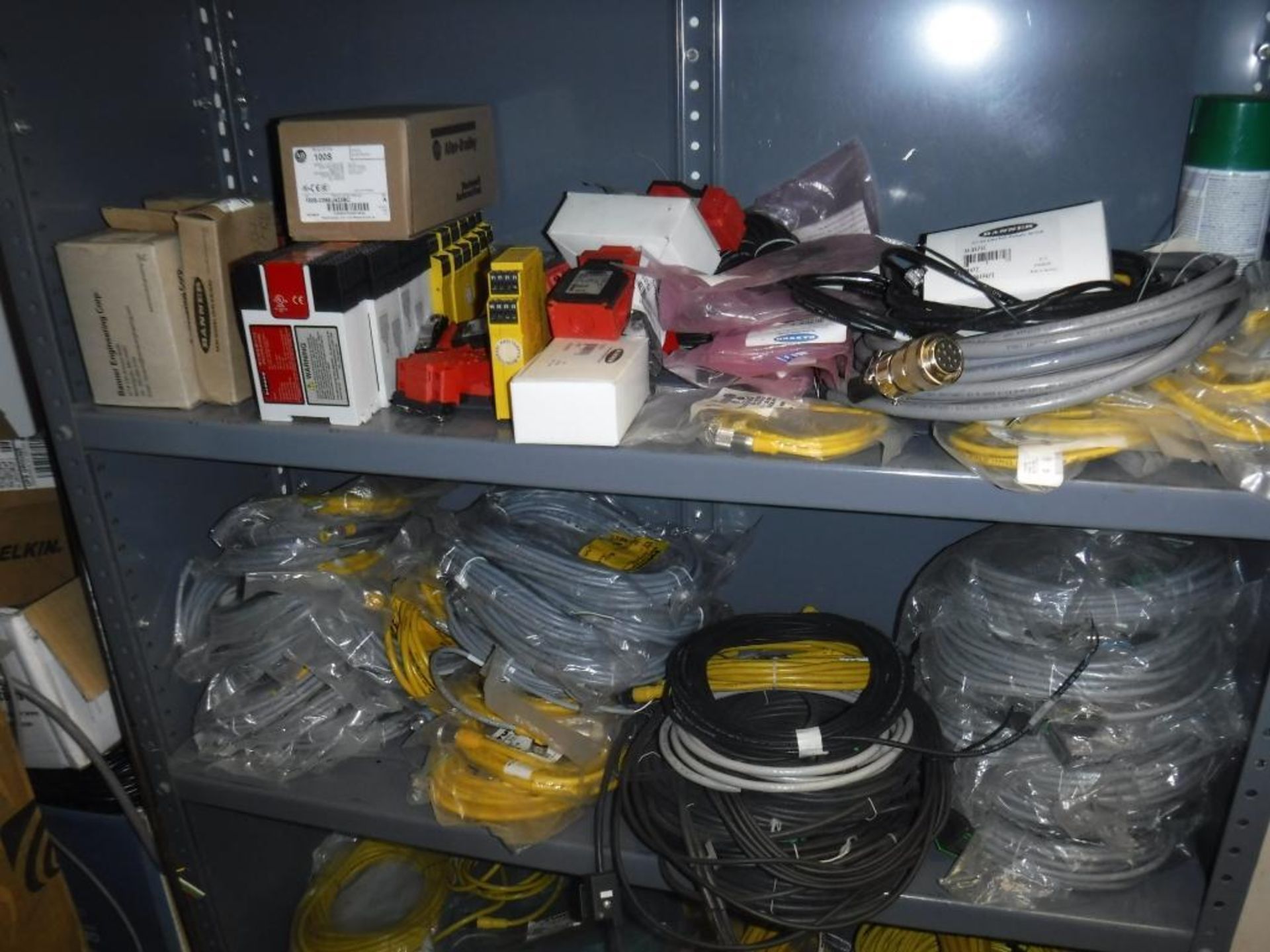 Contents of (1) Shelf Unit-Cables,Red Loin, Banner Units, AB Guard Masters, (8) Boxes of Cabeling, E - Image 3 of 7
