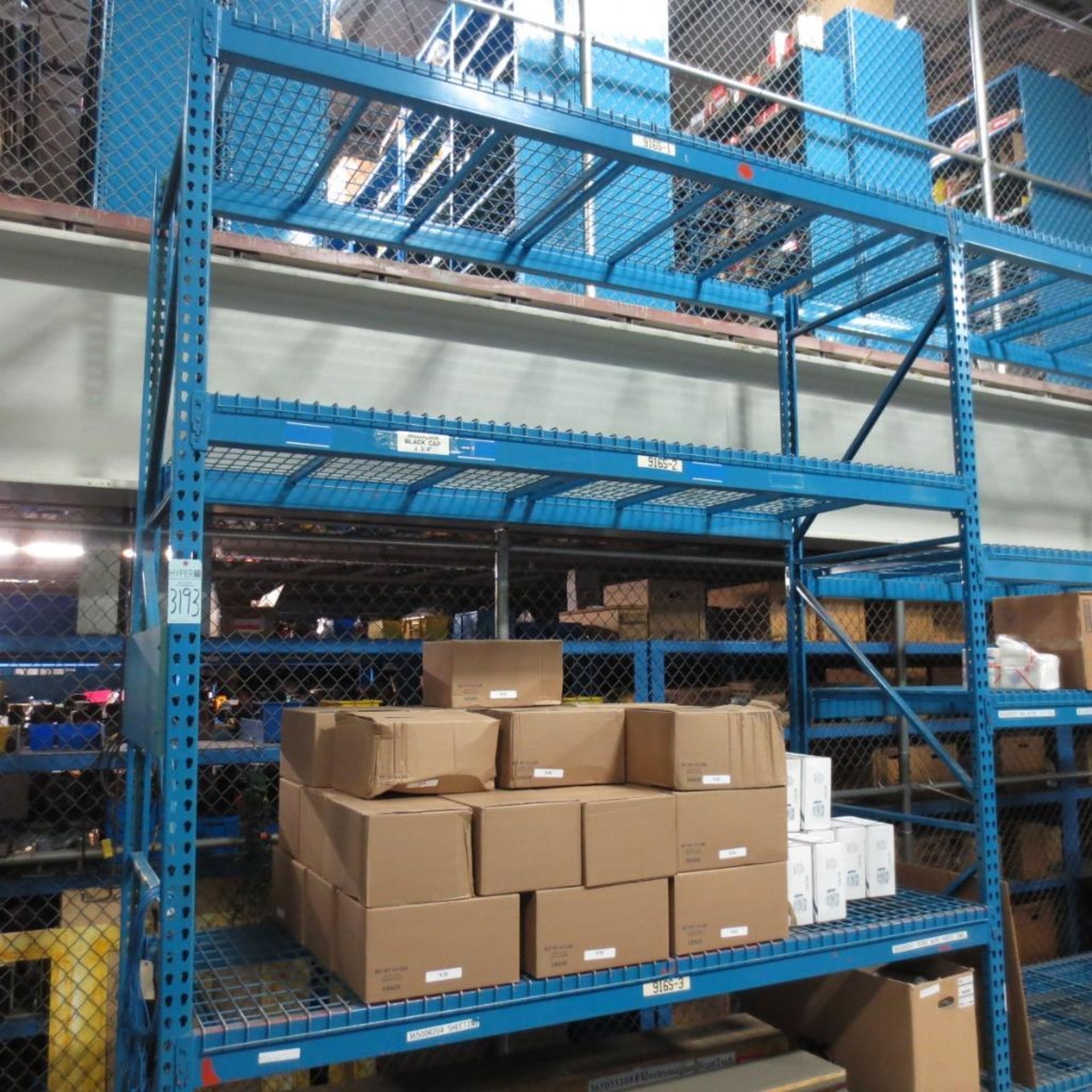 (4) Sections of Pallet Racking with Wire Mesh, (5) 12' X 42" Legs, (32) 9' Cross Beam ( No Contents - Image 2 of 3