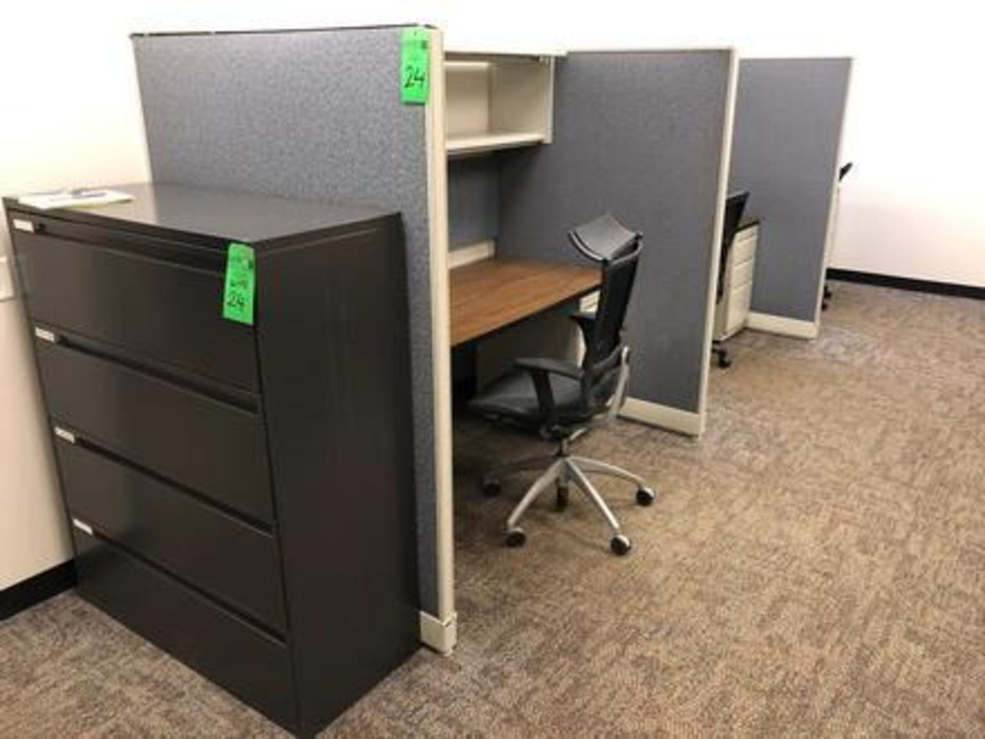 Work Station c/o: (3) Wood Laminate Tables, Size 29" x 72, 3 Cubic Dividers Panel Size 48" x 68", (3