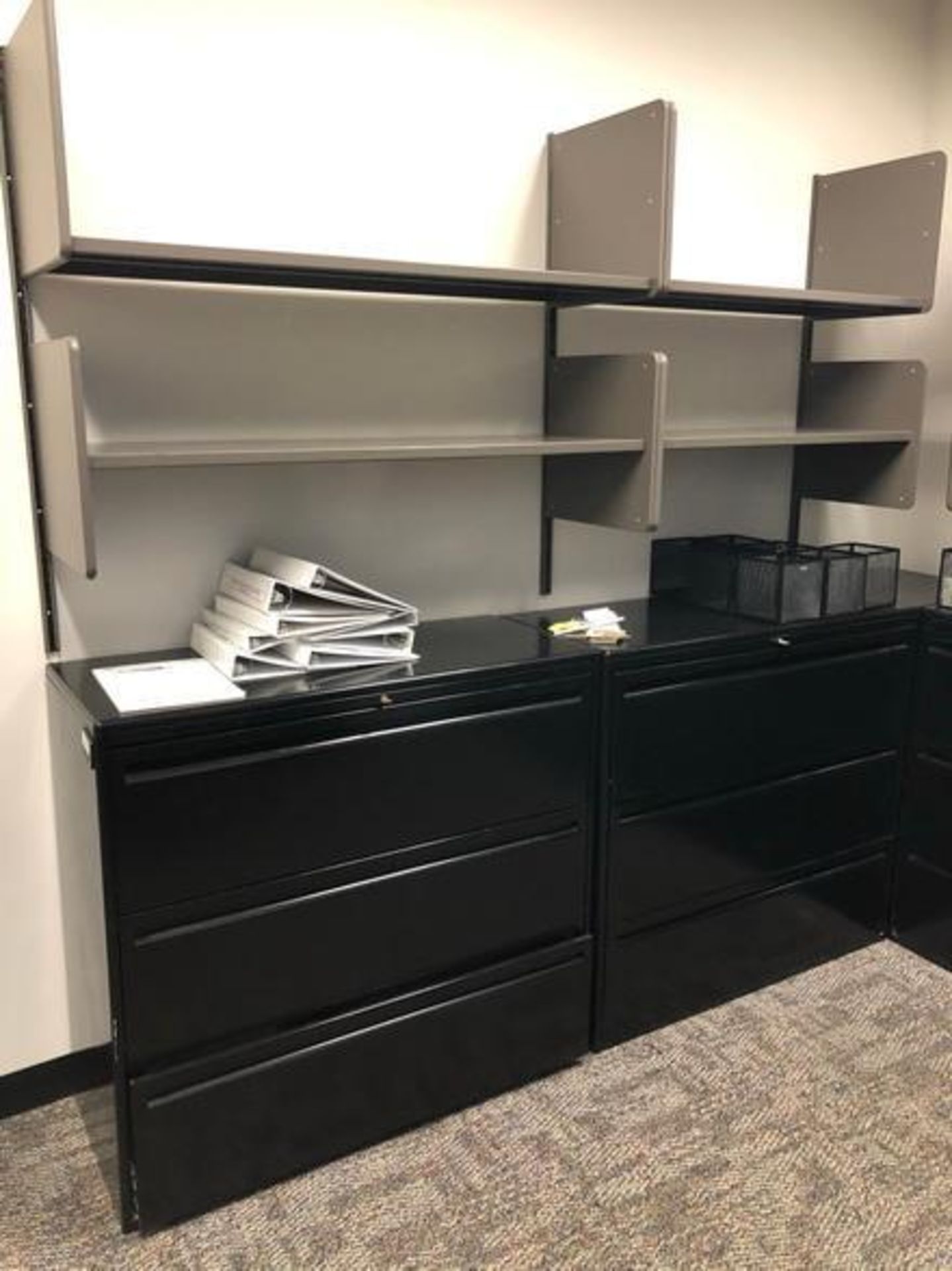 Lot of: Office Furniture c/o: (4) Haworth horizontal 3-drawers latter size metal file cabinet 18" x - Image 9 of 10