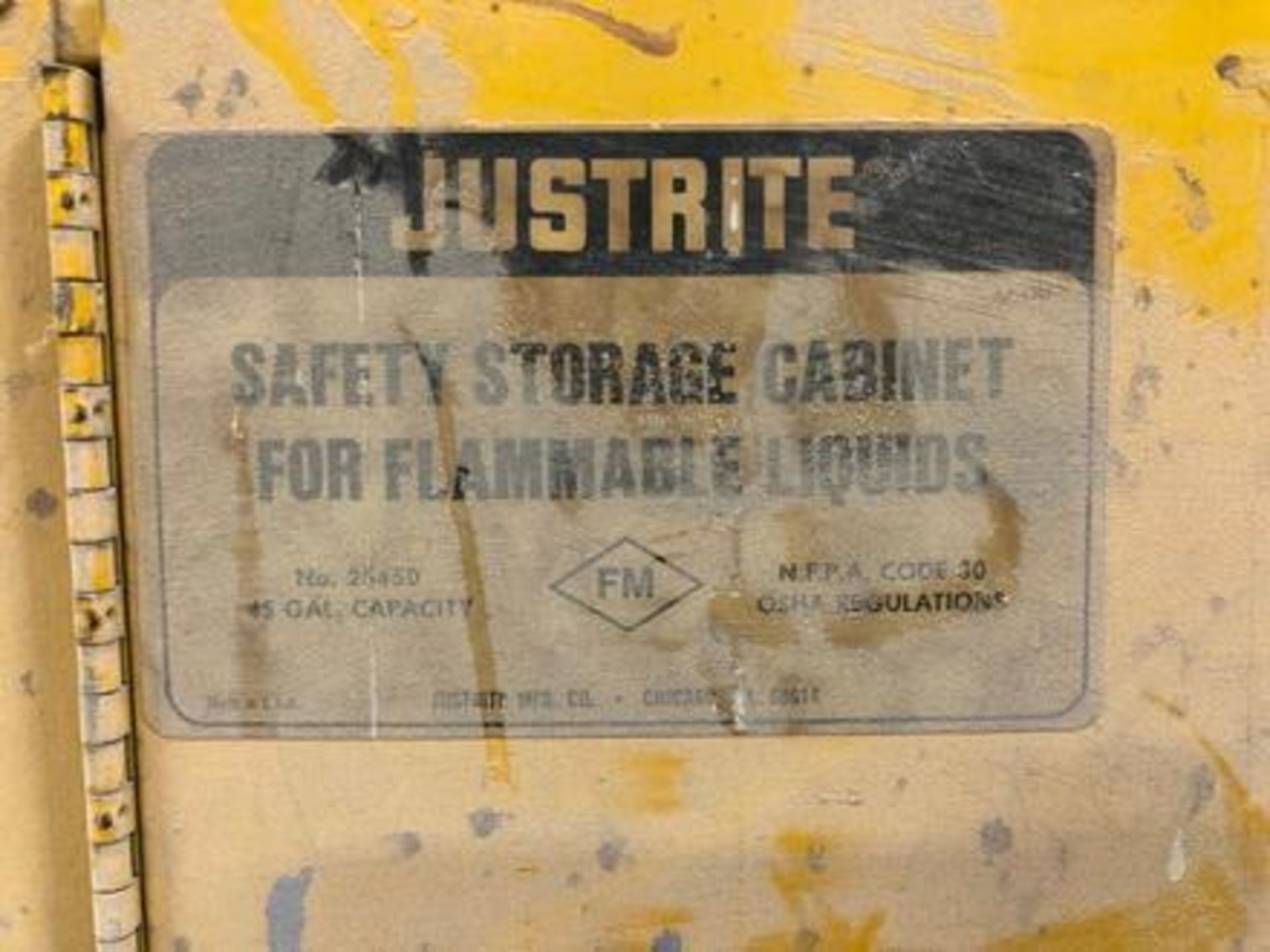 (2) Justrite Model 25450 Two Door Safety Storage Cabinet 45 Gallon Capacity - Image 3 of 3