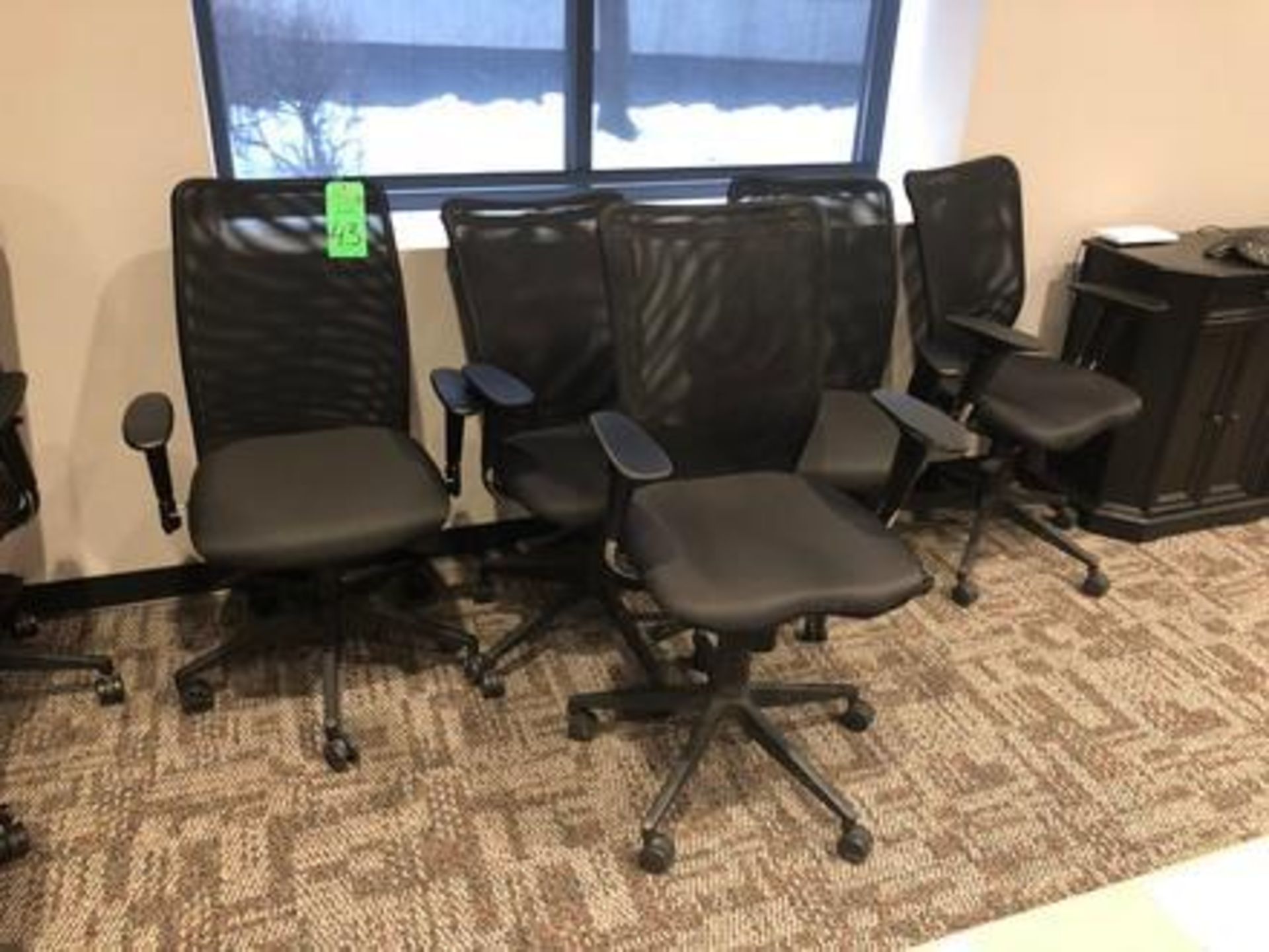 (5) Compel Model Argos Mesh Swivel Arm Chairs on Casters