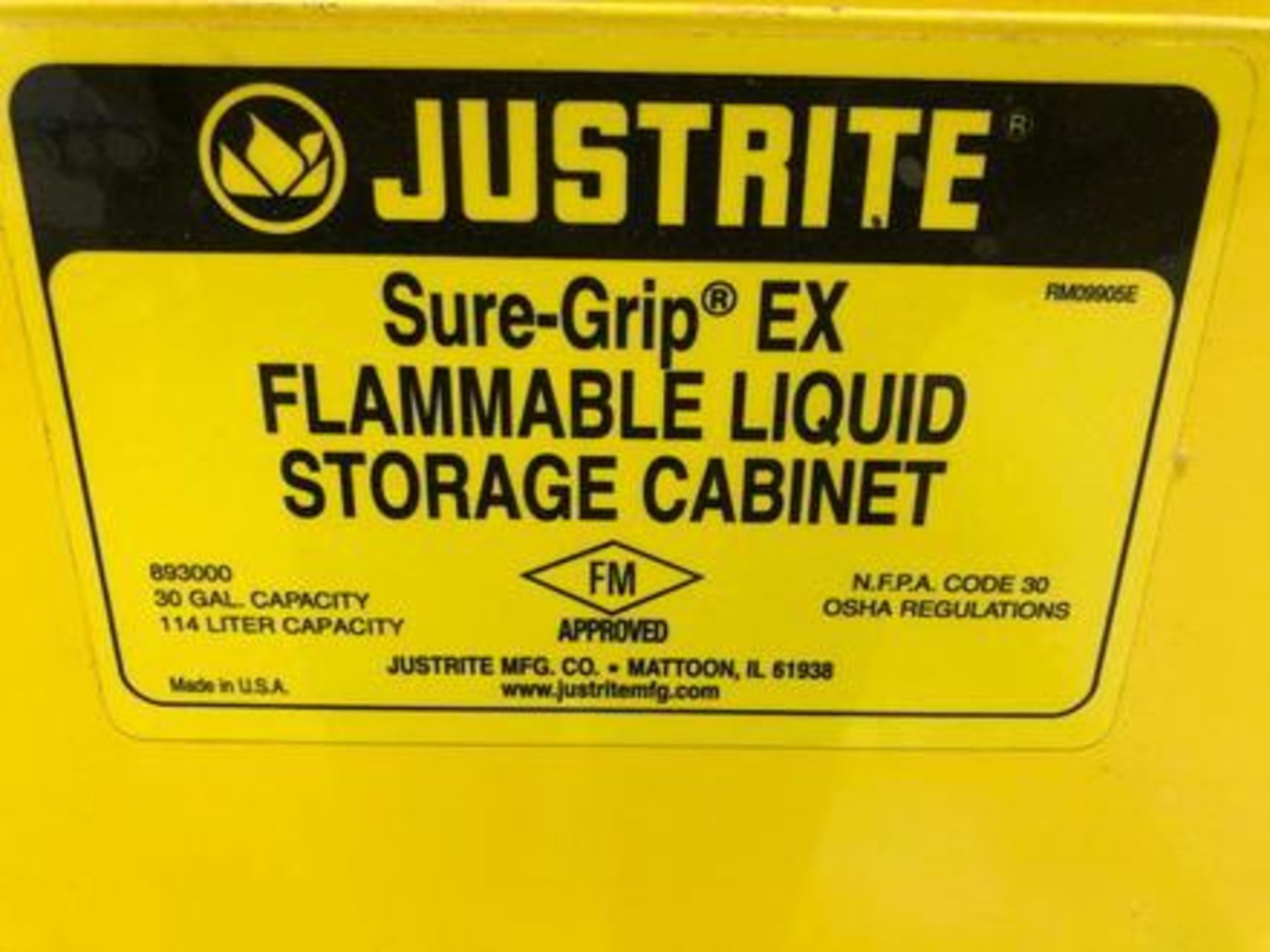 Justrite Model RM09905E Sure-Grip Two Door Flammable Liquid Cabinet, 30 Gallon Capacity - Image 2 of 3