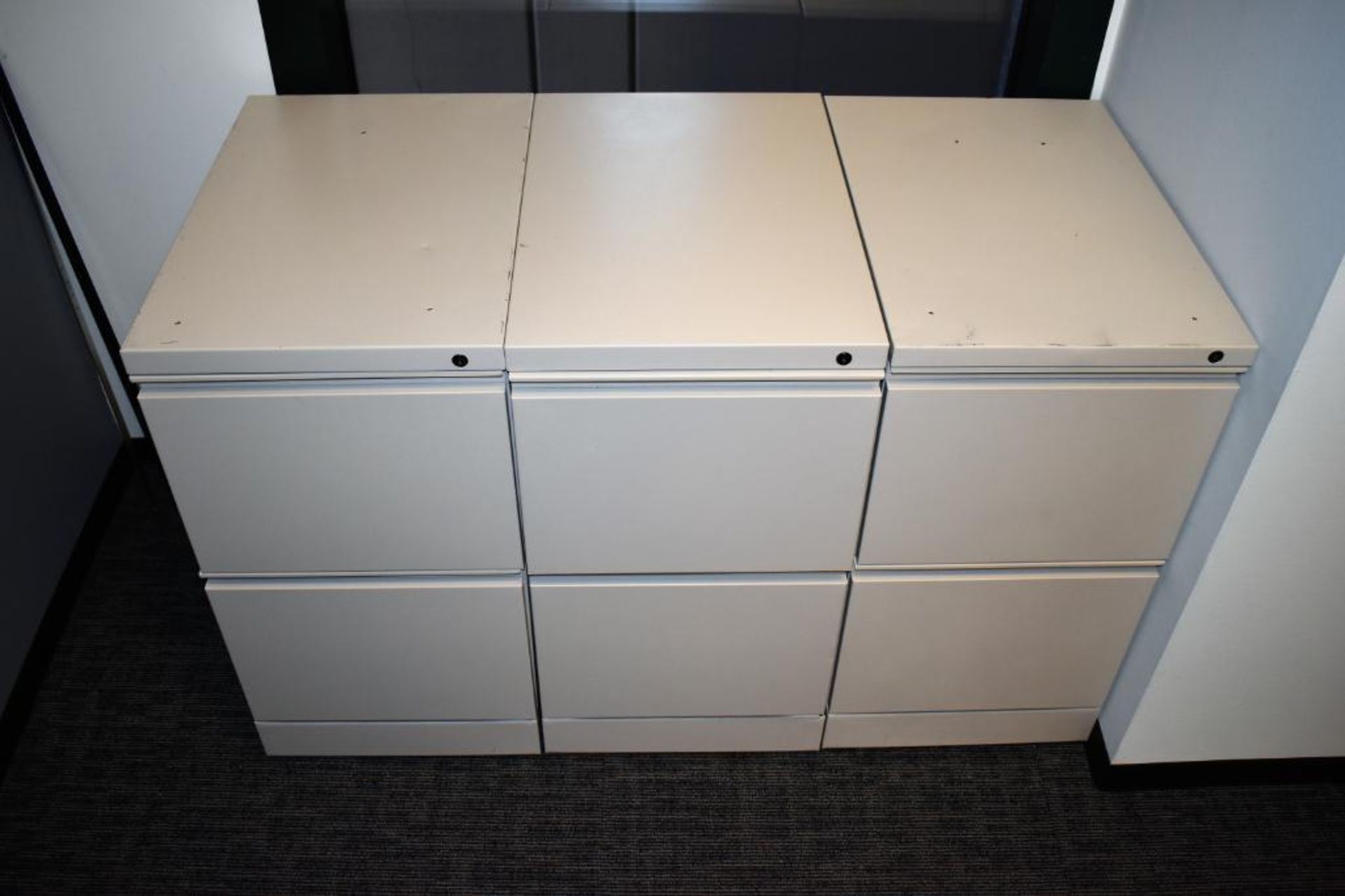 Office Suite c/o: Wood Laminate Work Table w/Left Return, (4) Metal Two Drawer Lateral Sized File Ca - Image 3 of 6