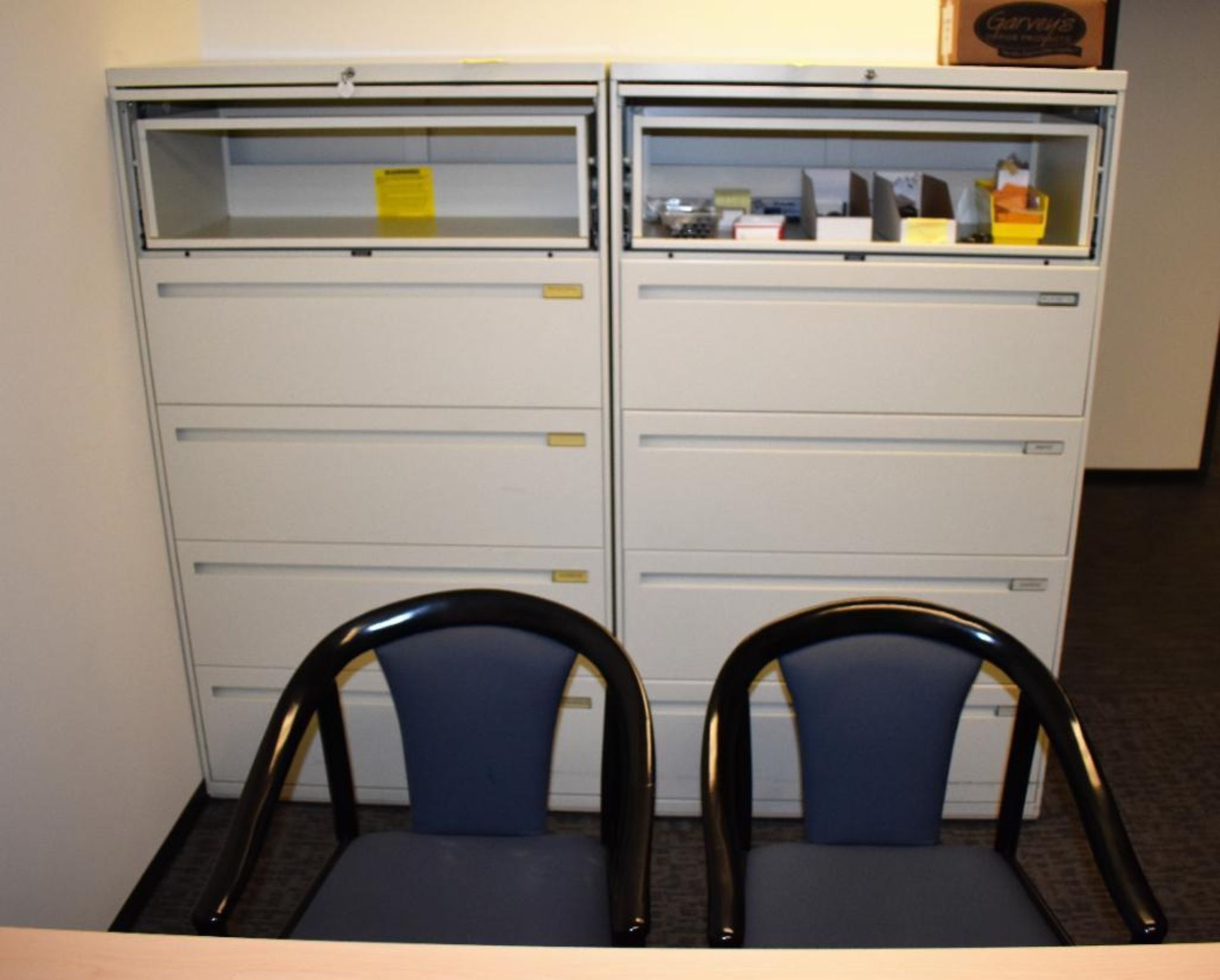 Office Suite c/o: Wood Laminate Work Table w/Left Return, (4) Metal Two Drawer Lateral Sized File Ca - Image 4 of 6
