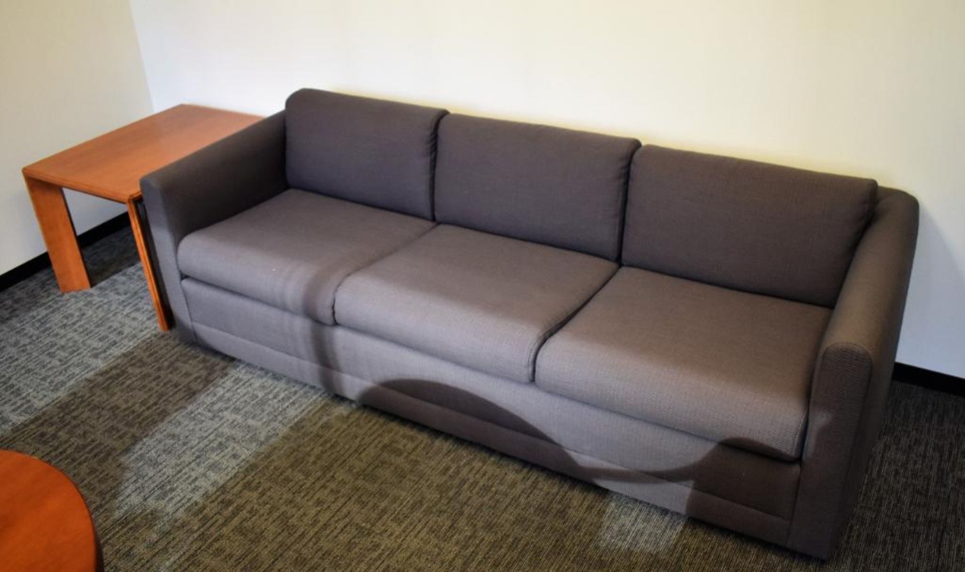 Office Suite c/o: Wood Oval Top Table w/Legs on Casters, Plastic Framed Leather Upholstered High Bac - Image 2 of 3