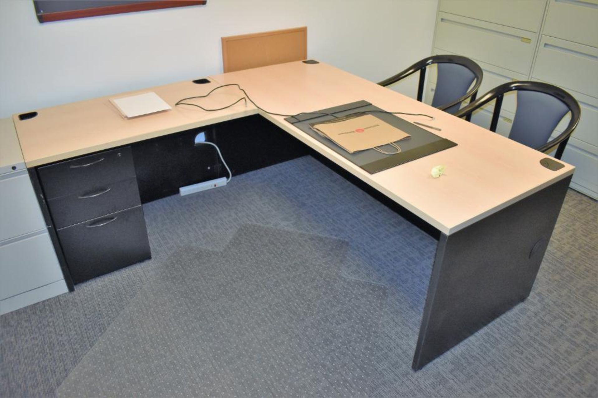 Office Suite c/o: Wood Laminate Work Table w/Left Return, (4) Metal Two Drawer Lateral Sized File Ca - Image 2 of 6