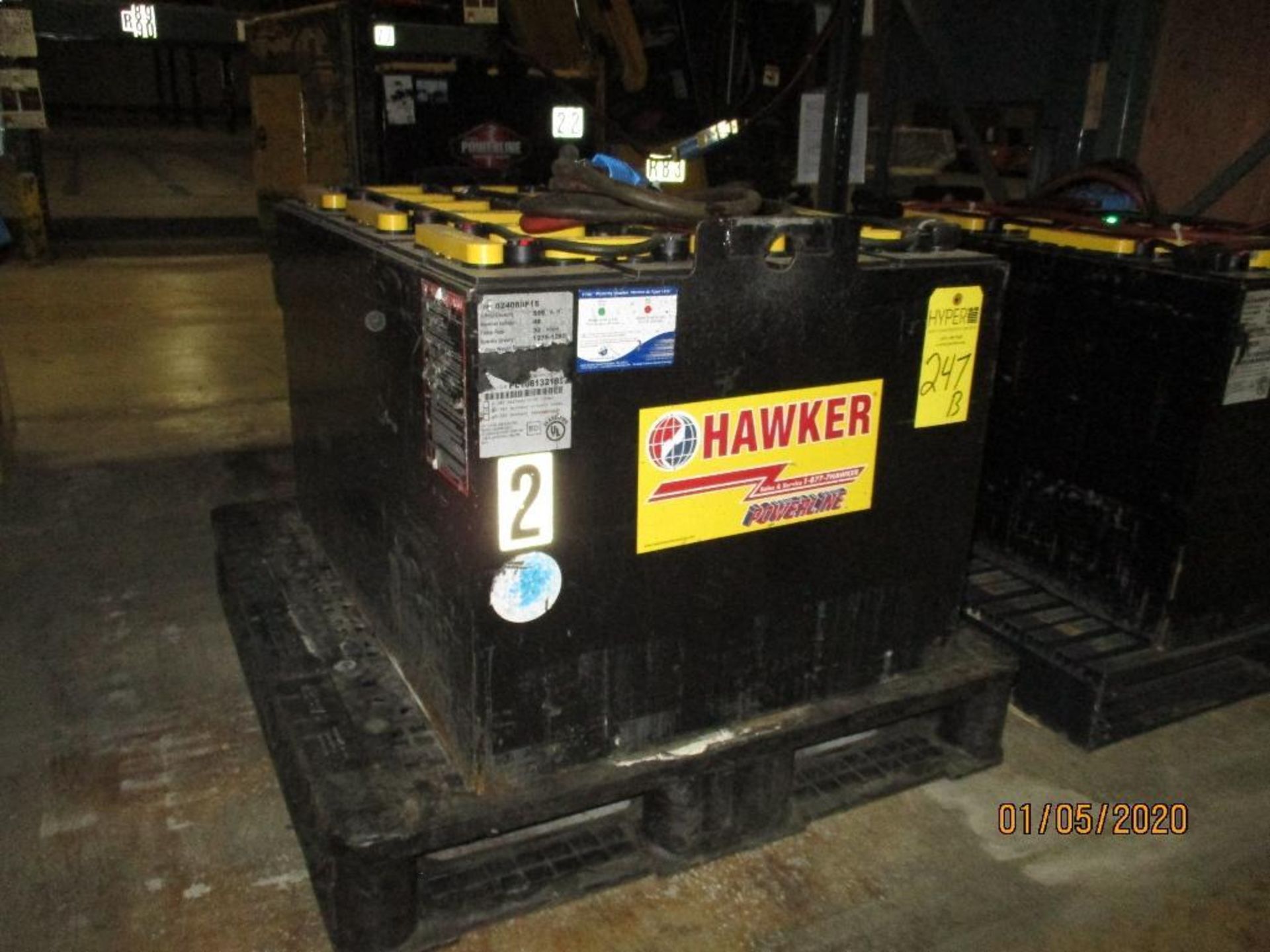 Hawker Forklift Battery (2) 595 Amp Hours, 48v, Type No. 024085F15