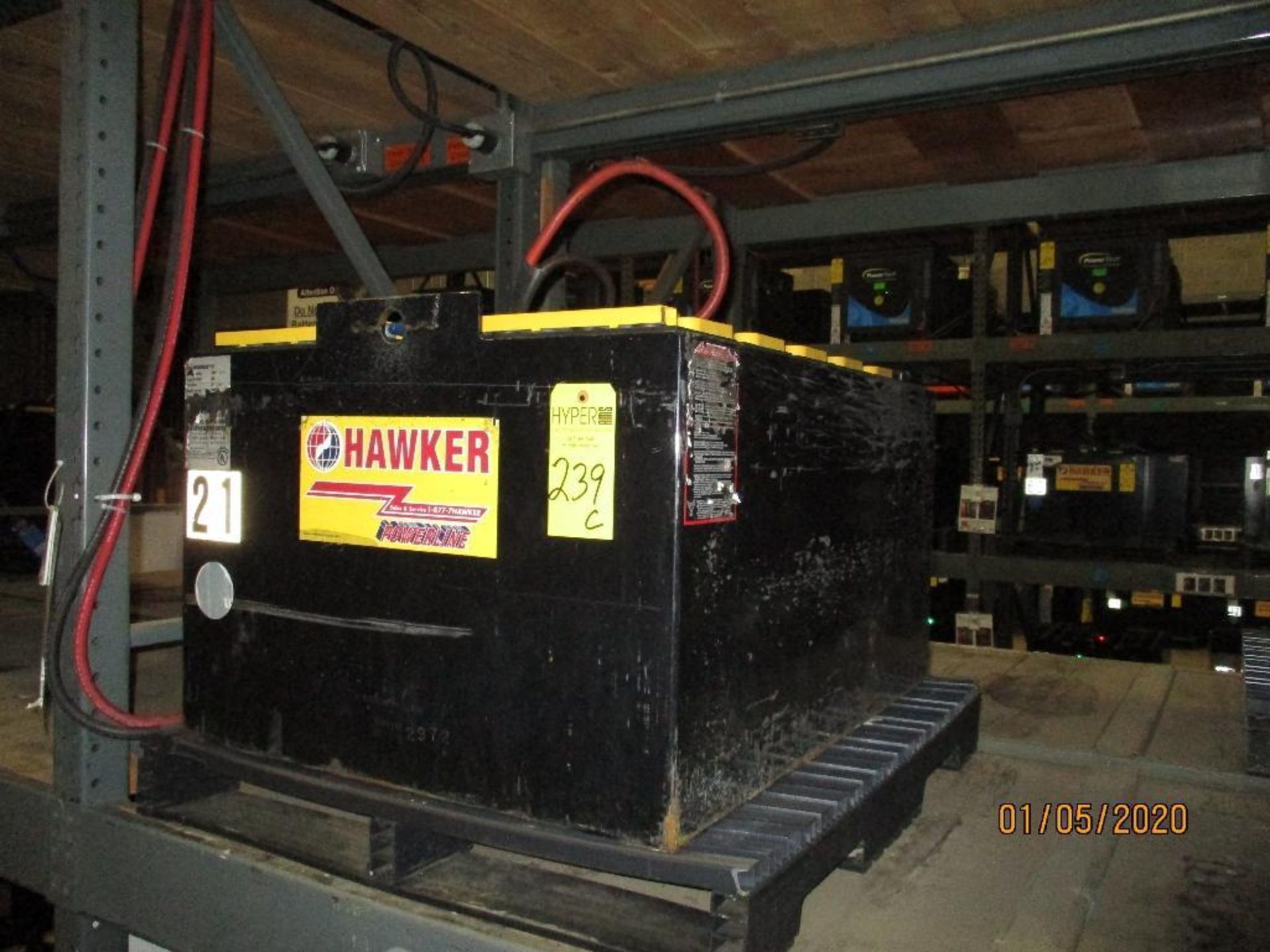 Hawker Forklift Battery (21) 765 Amp Hours, 48v, Type No. 024085F19