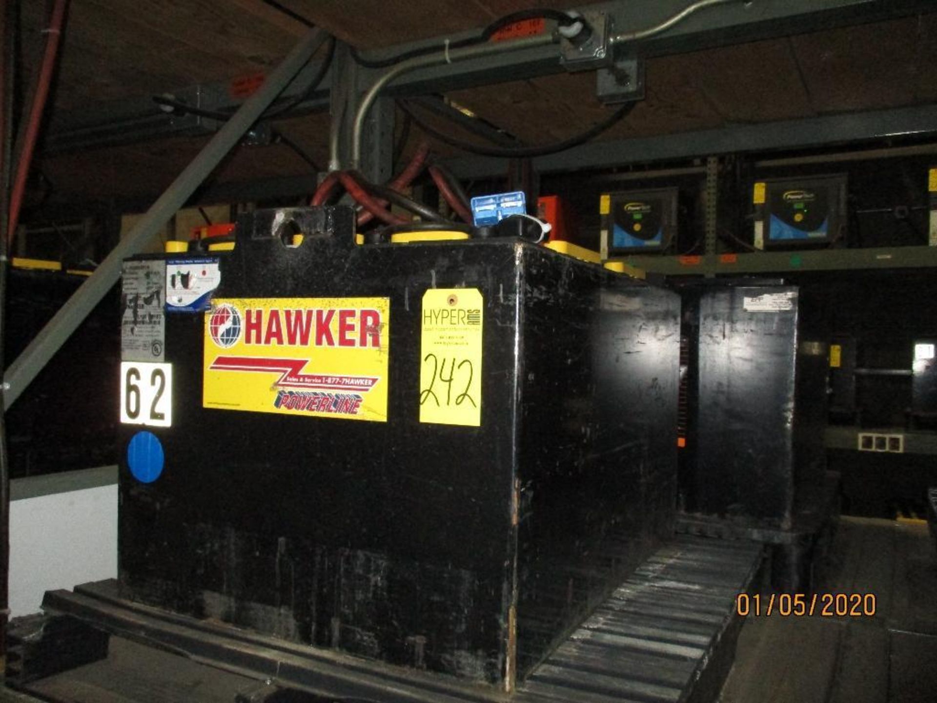 Hawker Forklift Battery (62) 595 Amp Hours, 48v, Type No. 024085F15