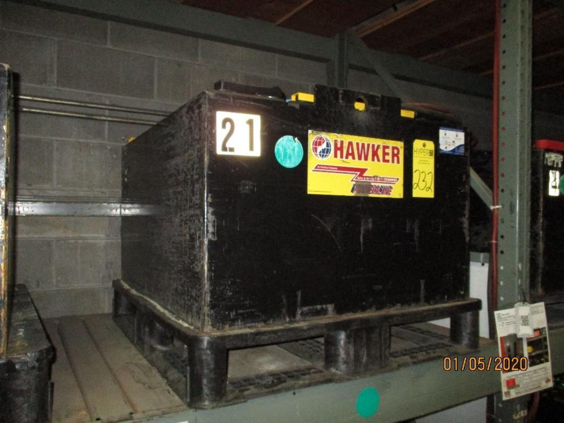Hawker Forklift Battery (21) 850 Amp Hours, 48v, Type No. 024085F21