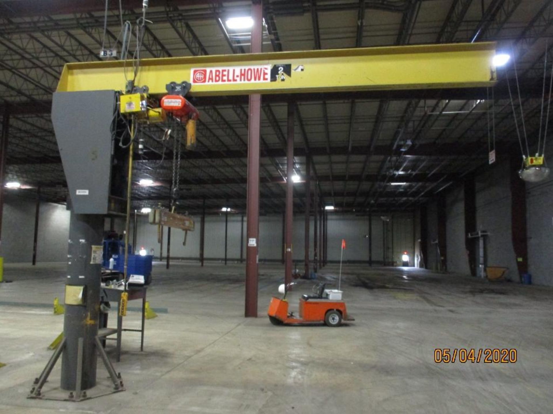 Abell-Howe 2-Ton Jib Crane With 2-Ton C.M. Lodestar Hoist And 6,000lb Battery Lifter, 13.6ft Tall x