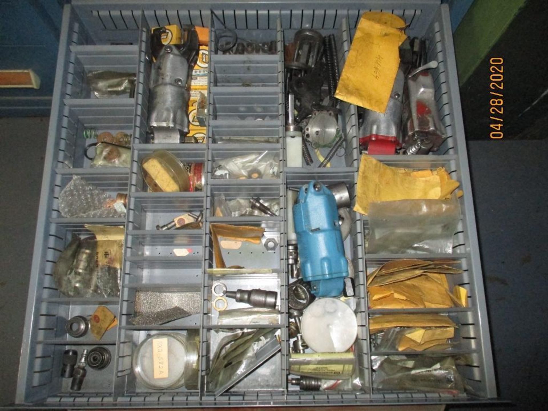 Stanley Vidmar 10 Drawer Cabinet Plus Contents Of Misc. Air Tool Parts And Air Tools - Image 10 of 11