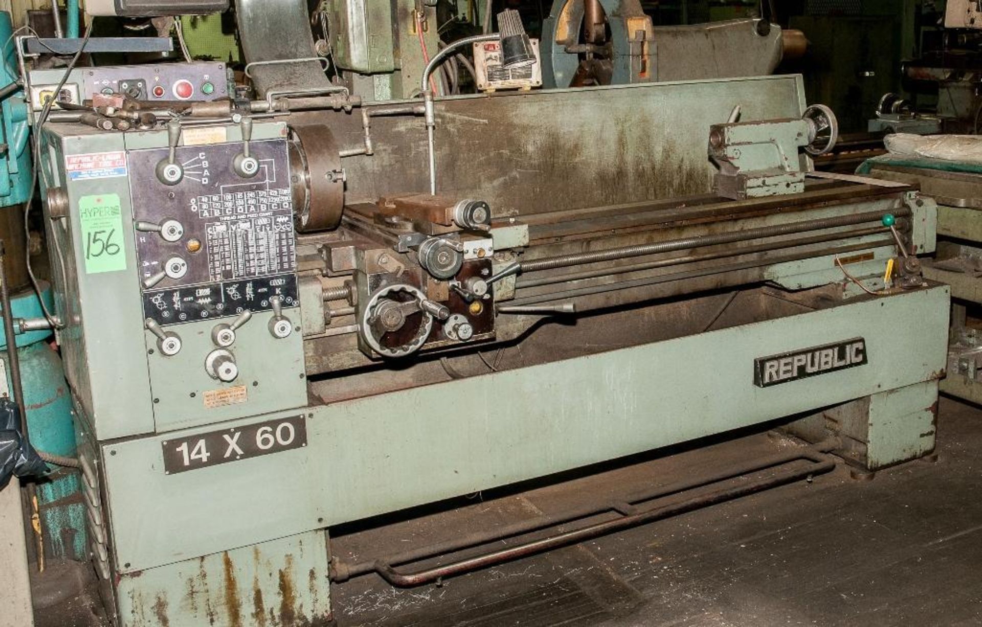Republic 14" X 60" Geared Head Engine Lathe, S/N 14683080058, 2" Hole, (16) Speed From 40 To 2000 RP