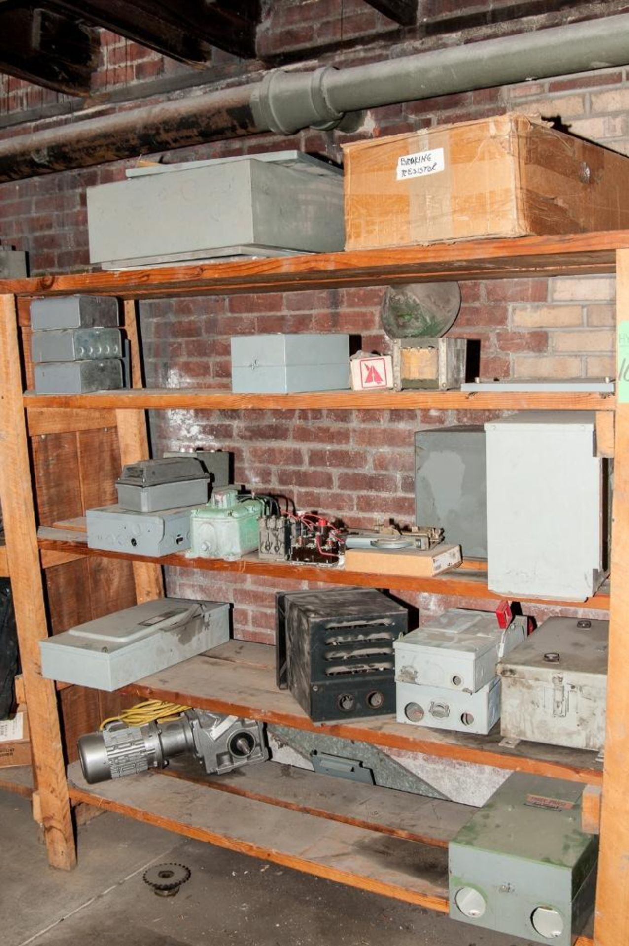 Shelf with Fan Covers, Fan Blades, Electrical Boxes, Motors and Electrical Parts - Image 4 of 6