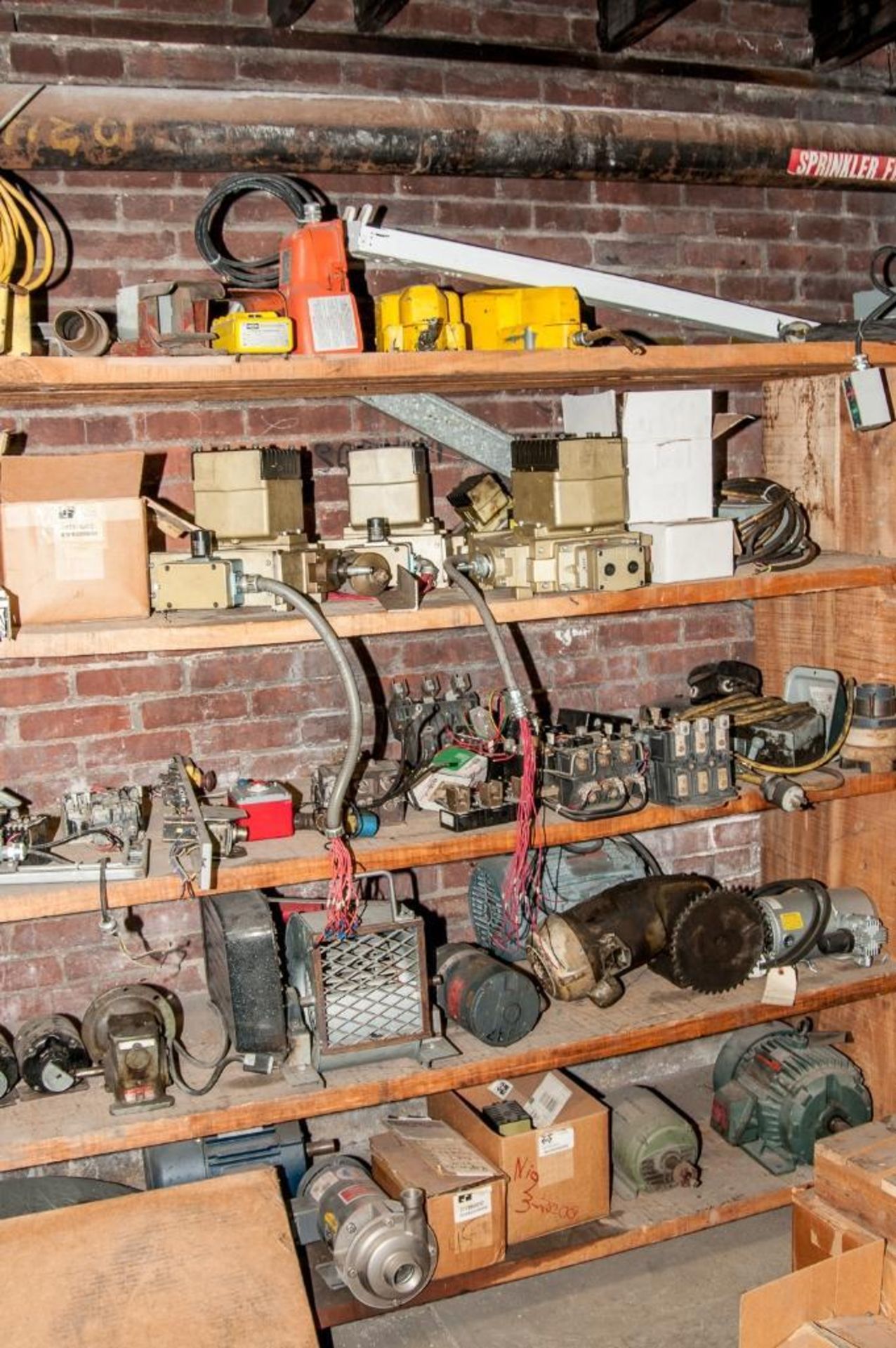 Shelf with Fan Covers, Fan Blades, Electrical Boxes, Motors and Electrical Parts - Image 6 of 6