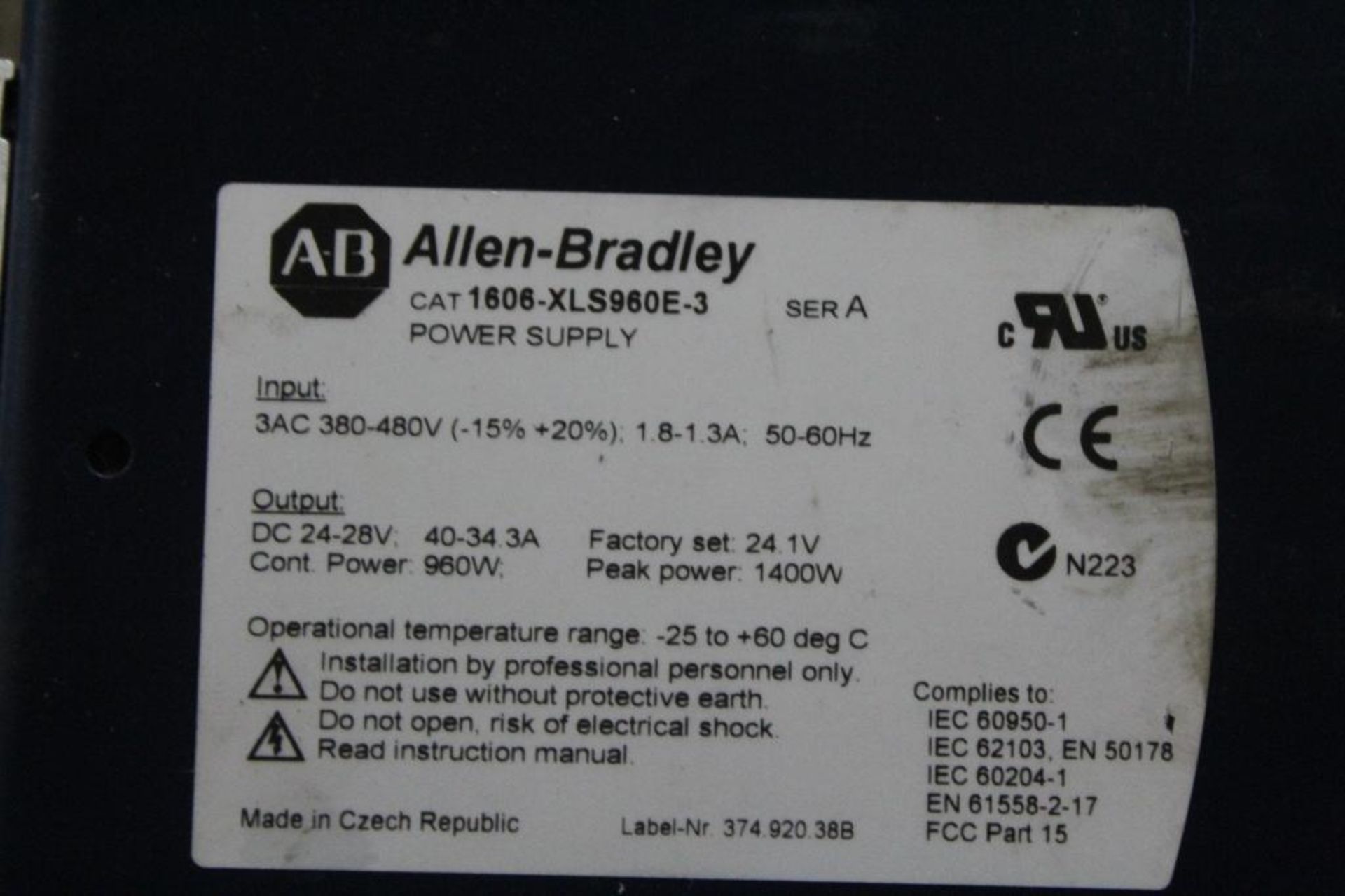 Allen-Bradley 1606-XLS960E-3 Power Supply - Image 2 of 2