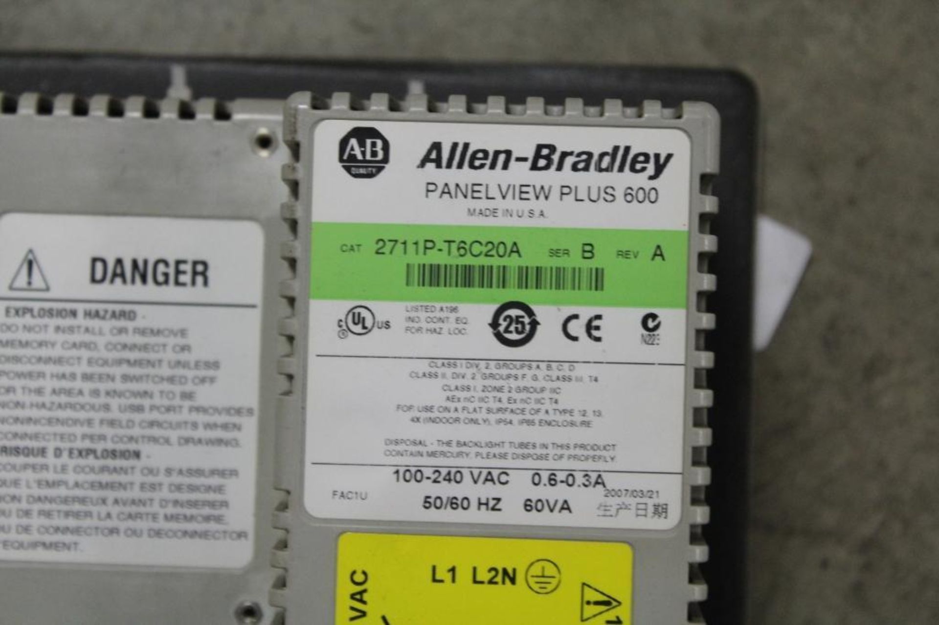 Allen-Bradley 2711P-T6C20A (cosmetic damage to case) - Image 2 of 2