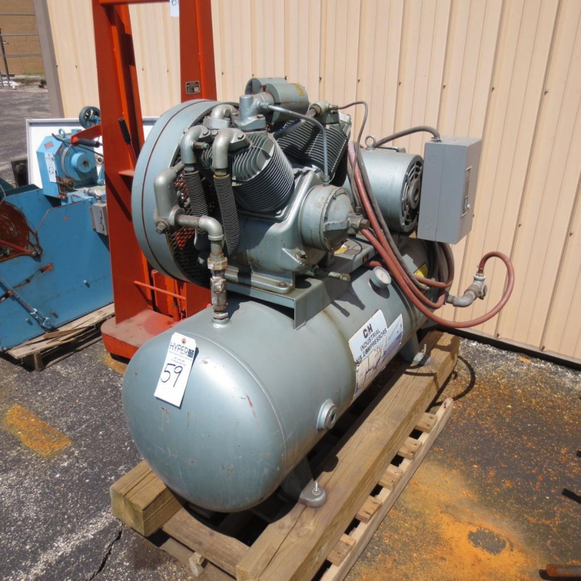 C & H 10-HP Model R-30 2-Stage Air Compressor S/N: 36254, RPM 600, 208/230/460, 1750 RPM, 3 PH locat