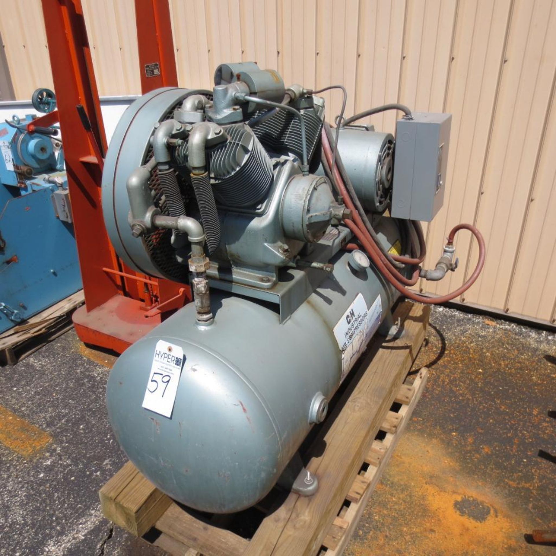 C & H 10-HP Model R-30 2-Stage Air Compressor S/N: 36254, RPM 600, 208/230/460, 1750 RPM, 3 PH locat - Image 5 of 5