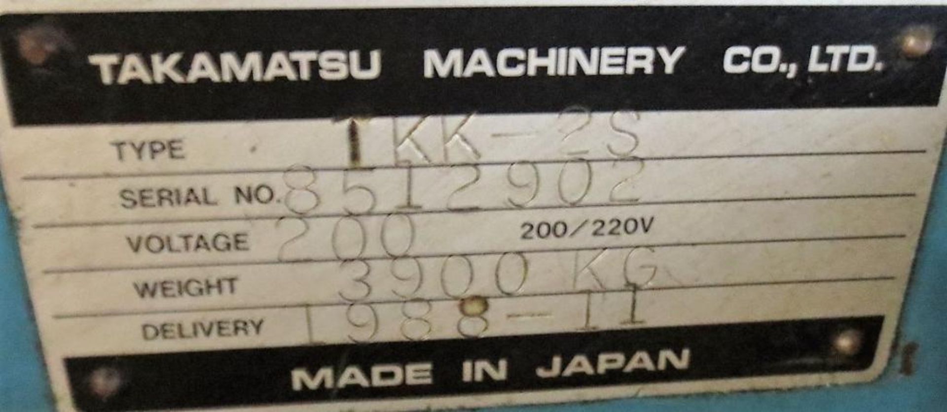 Takamatsu Model TKK-2S Spindle CNC Chucker S/N: 8512-902 Fanuc 10T CNC Control. Loading Fee is $350. - Image 3 of 10