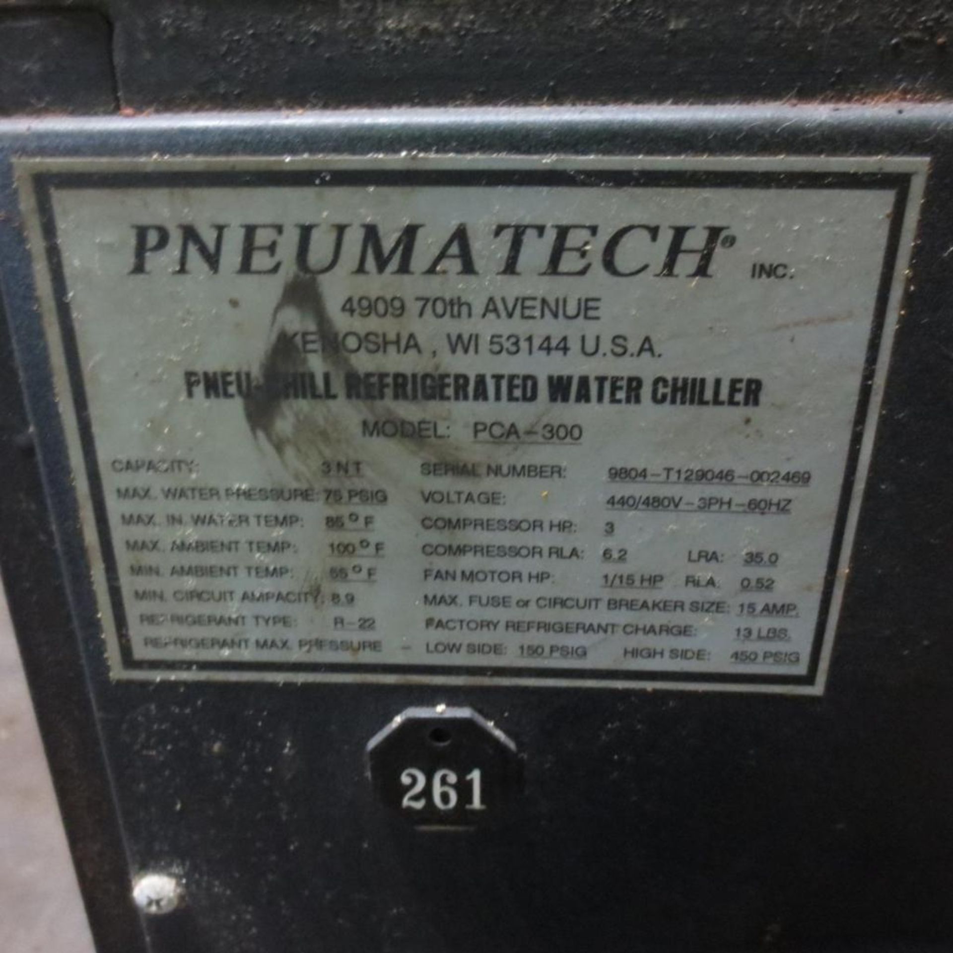 Pneumatech PAC-300 Chiller, 3 NT Cap.. Loading Fee is $25.00 - Image 3 of 3