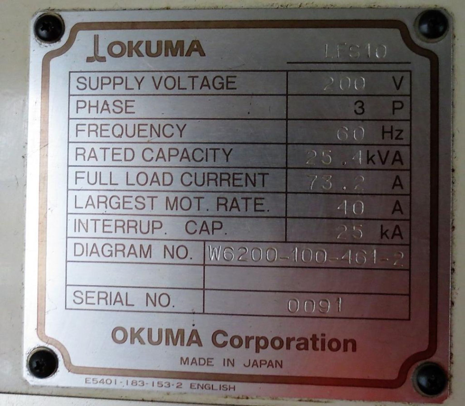 Okuma Model LFS-10 Twin Spindle Vertical CNC Turning Center S/N: 0091, Okuma OSP-7000L CNC Control, - Image 13 of 16