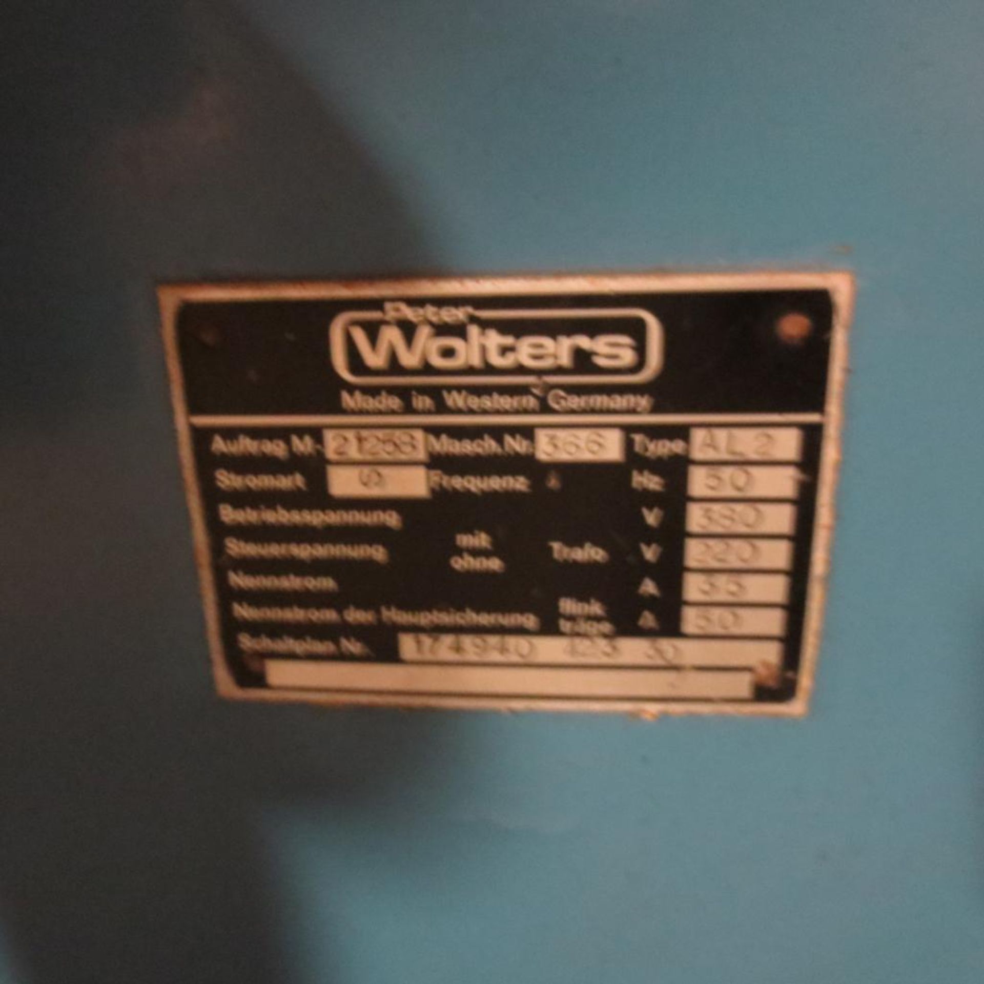 Peter Wolters 30" Type AL2 Rotary Lapping Machine S/N: 366, 3-KW Spindle Drive. Loading Fee is $550. - Image 2 of 6