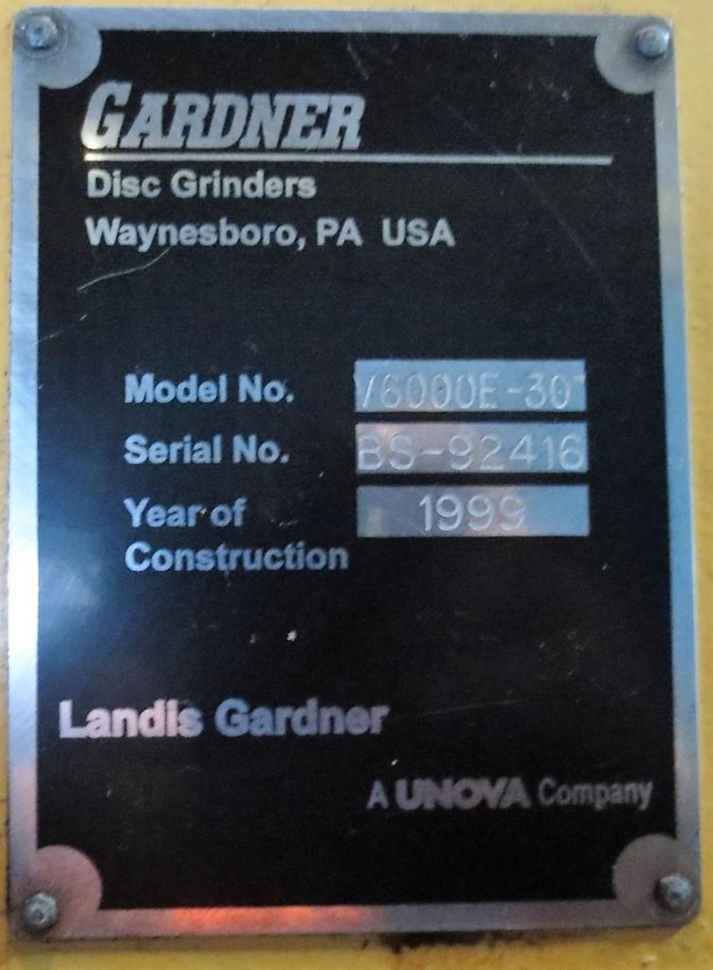 Gardner 30" Model V6000E-30 Vertical Disc Grinder S/N: BS-92416 (1999) Loading Fee is $950.00 - Image 8 of 10