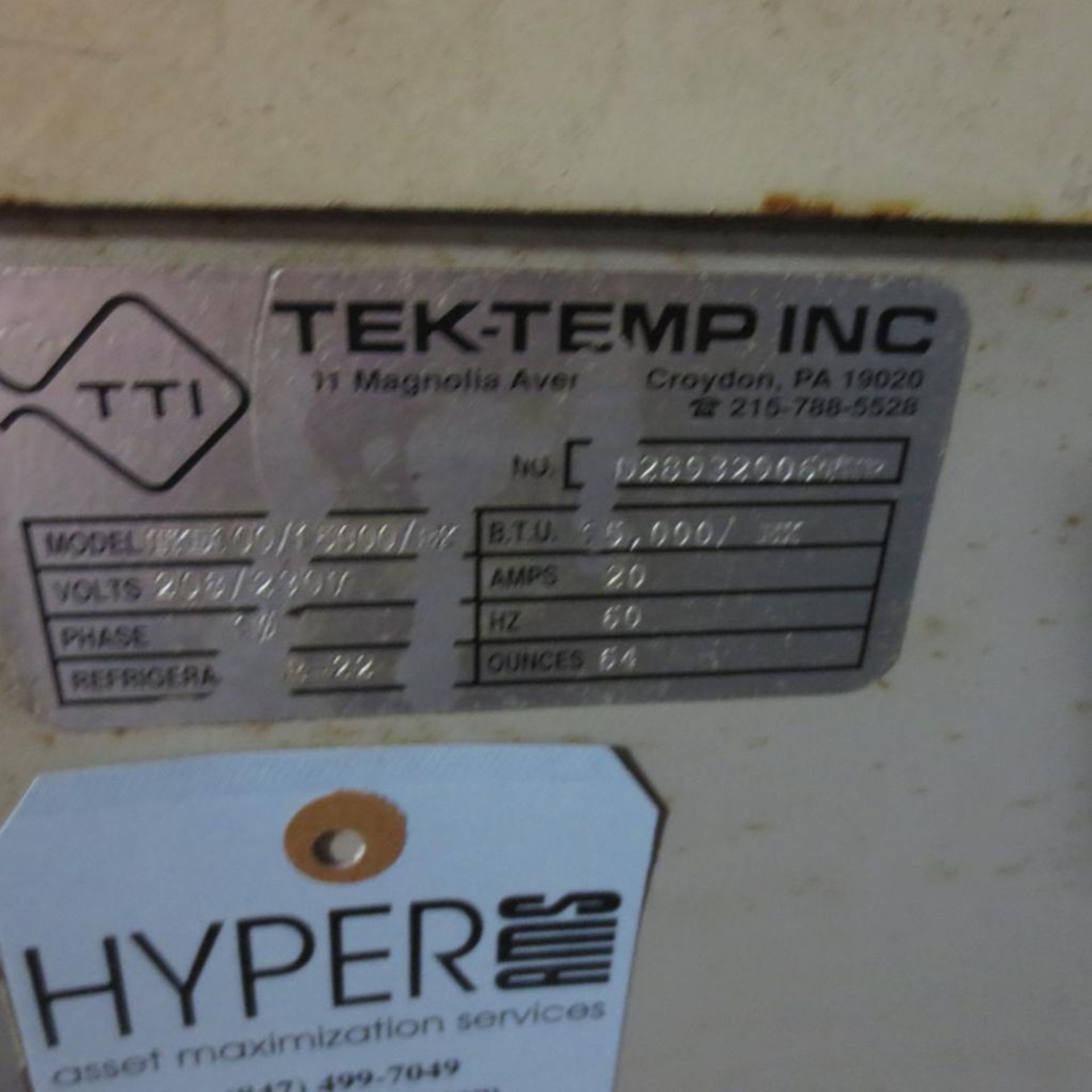 Tek-Temp Model TKD 100/1500 EX Chiller. Loading Fee is $30.00 - Image 2 of 5